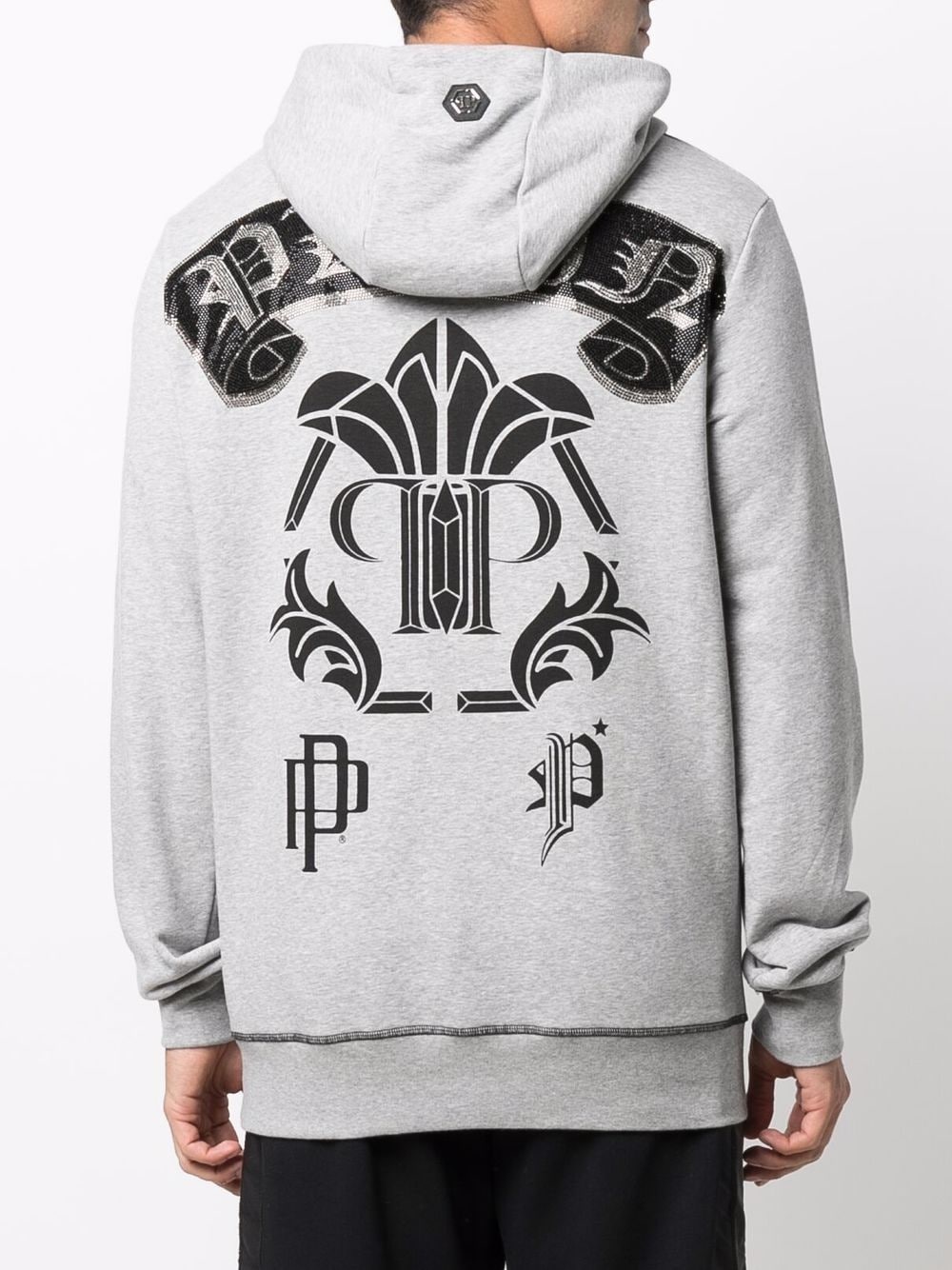 logo-print cotton hoodie - 4