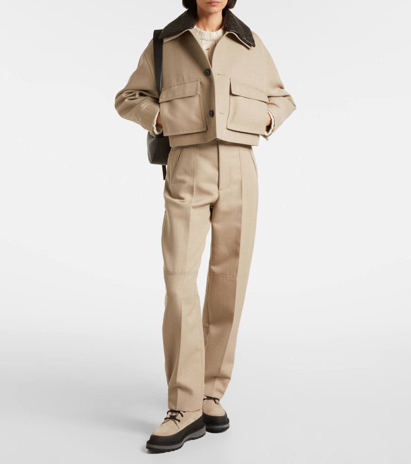 LE MONDE BÉRYL Dolomite shearling-lined suede combat boots outlook