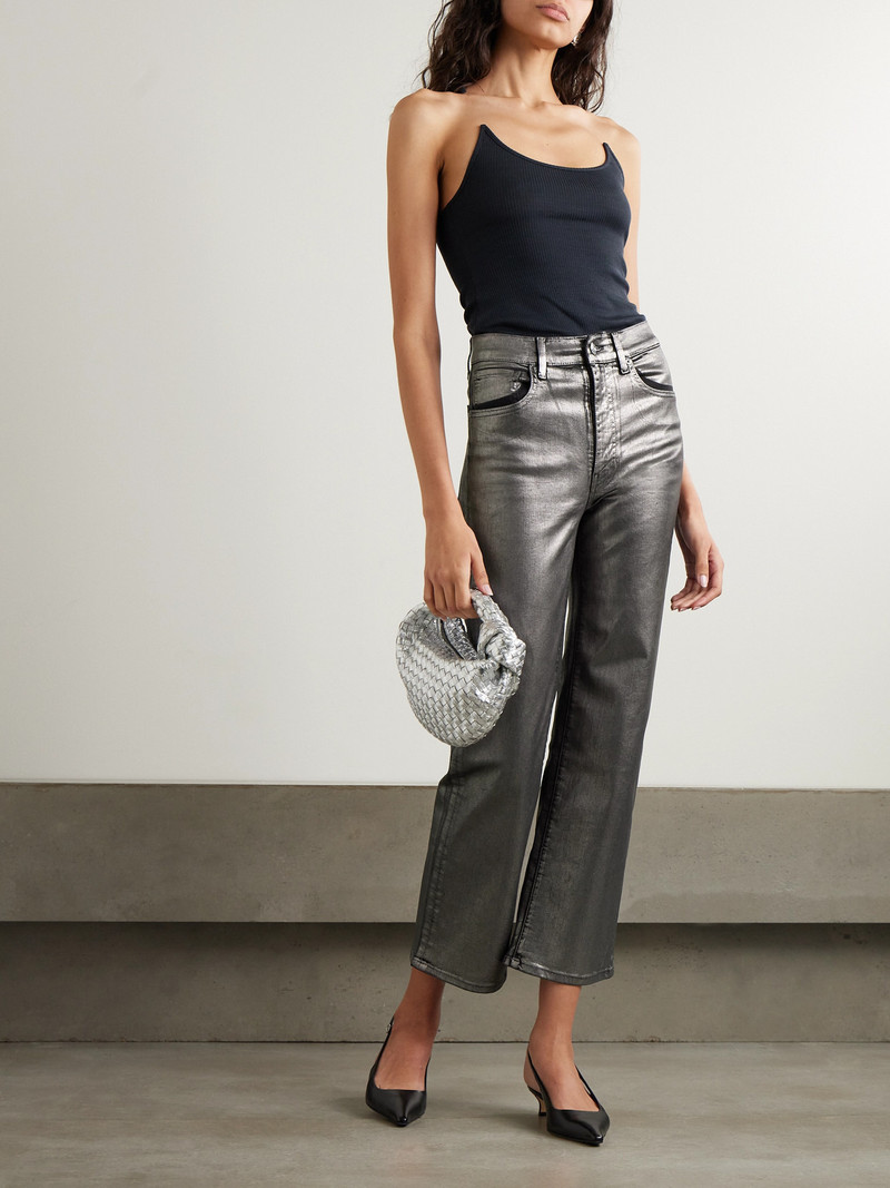 FRAME Le Sleek Metallic Coated High-rise Straight-leg Jeans outlook