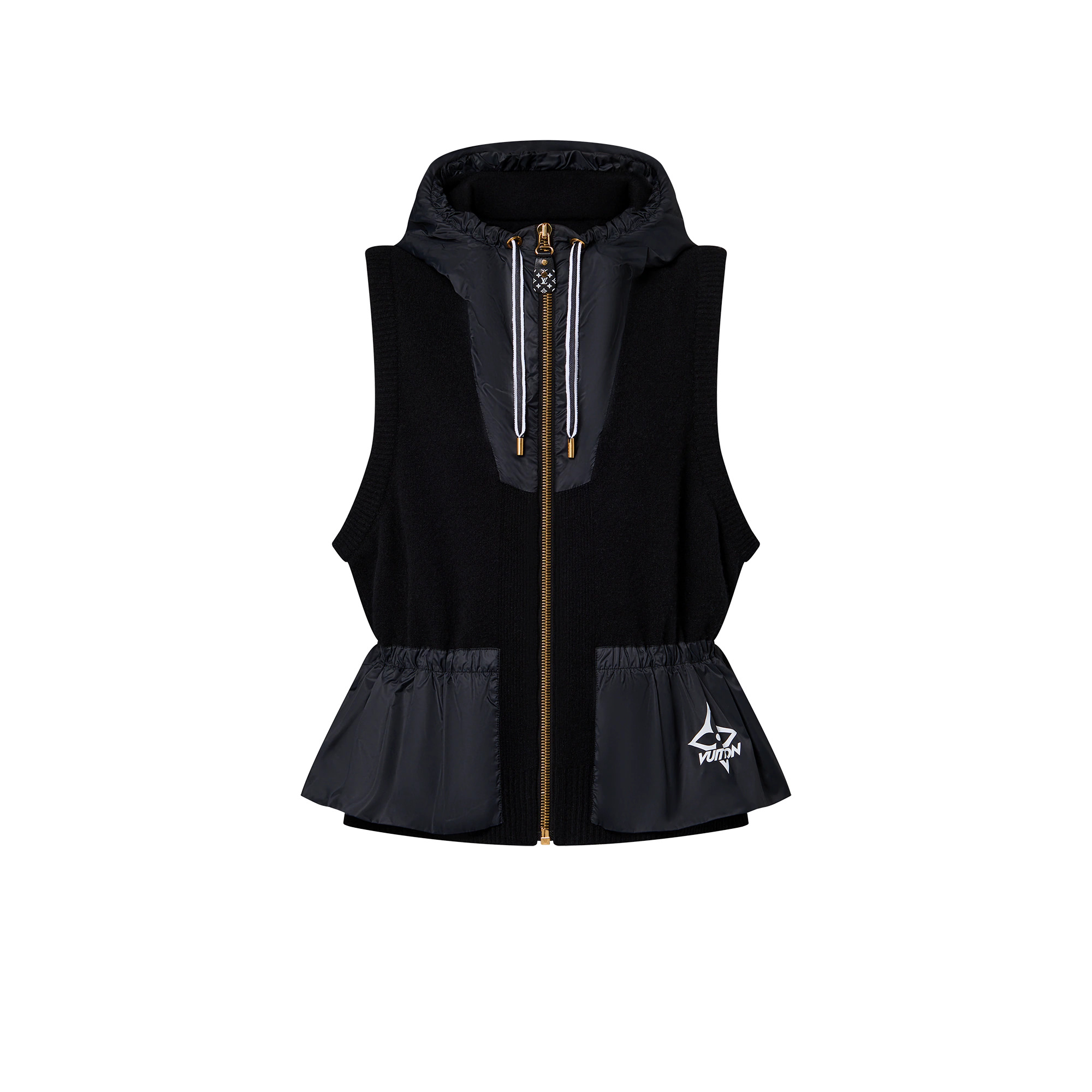 Nylon Insert Sleeveless Peplum Jacket - 1