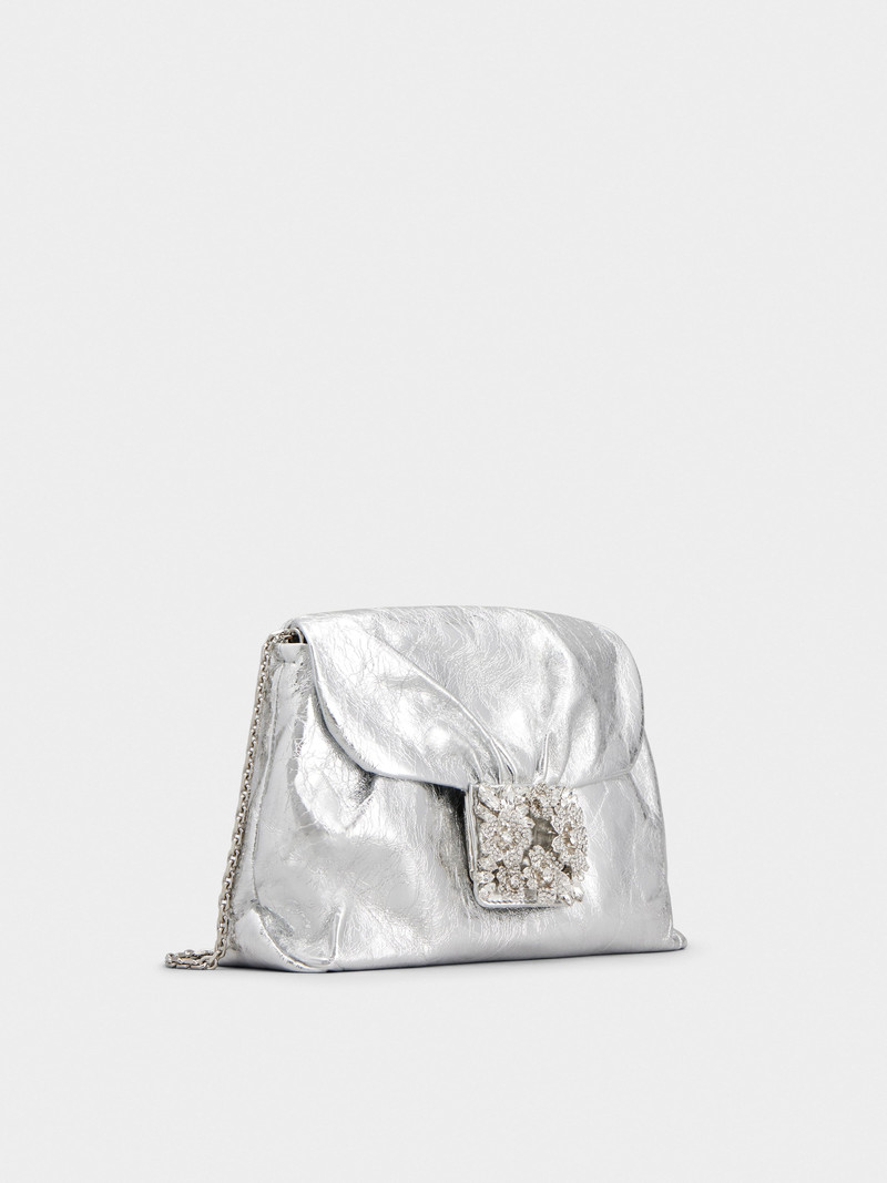 Drapé Bouquet Strass Buckle Mini Bag in Leather 3