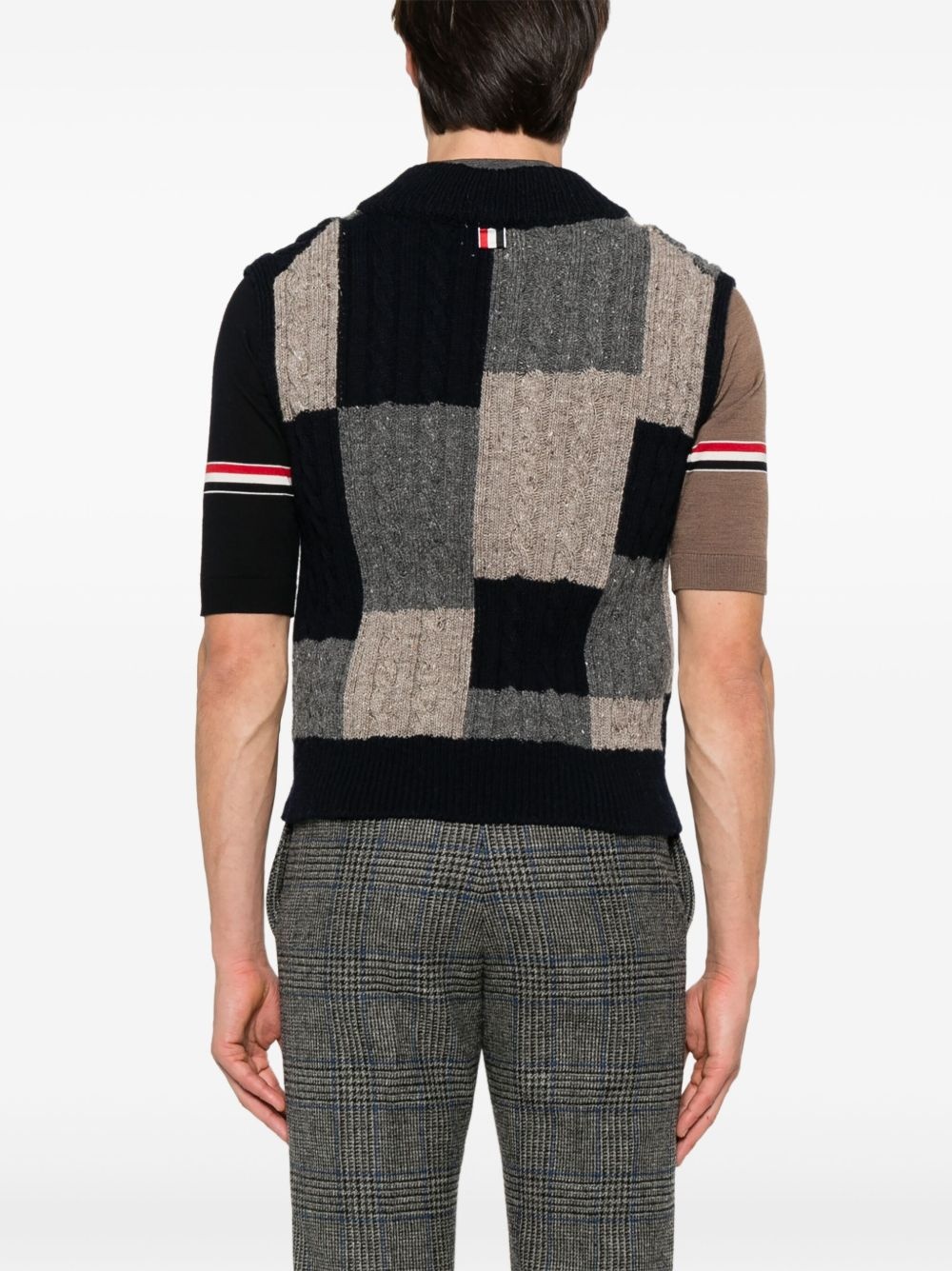 patchwork cable-knit vest - 3