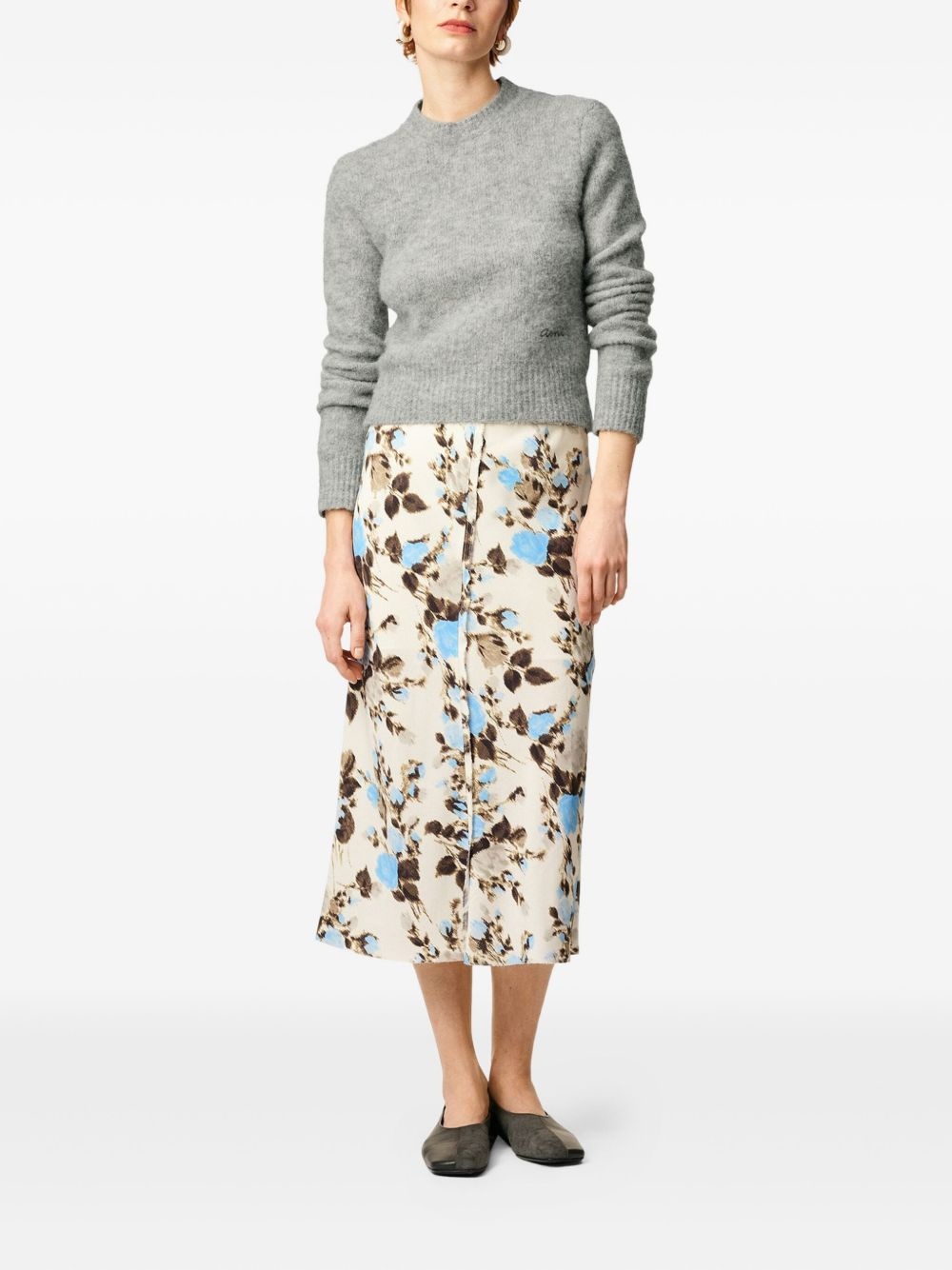 floral-print A-line mid skirt - 2