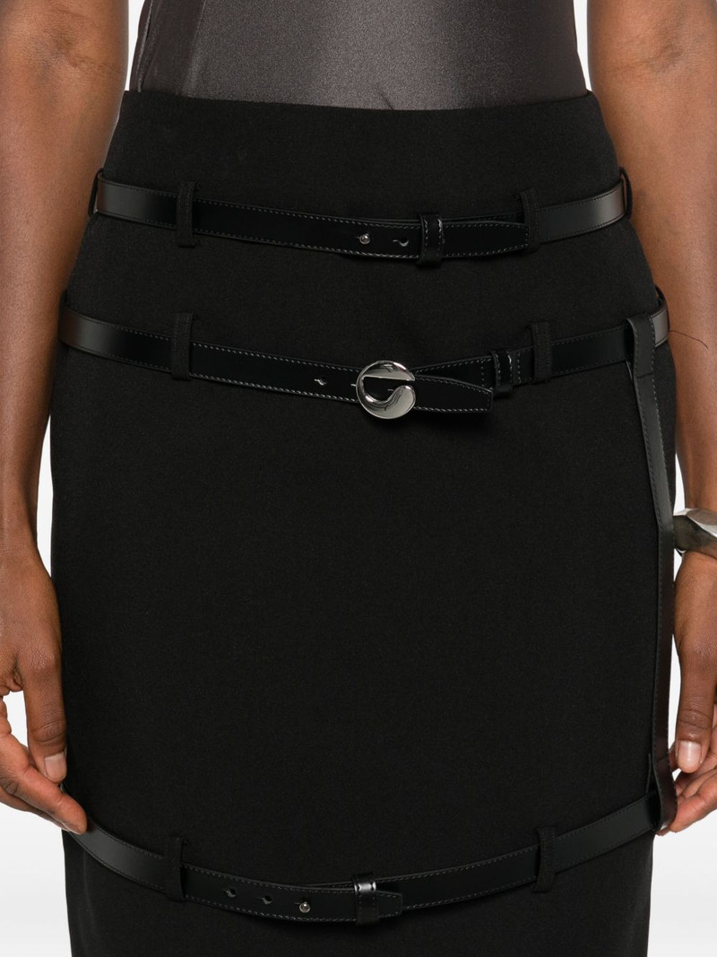 leather-trimmed belted skirt 5