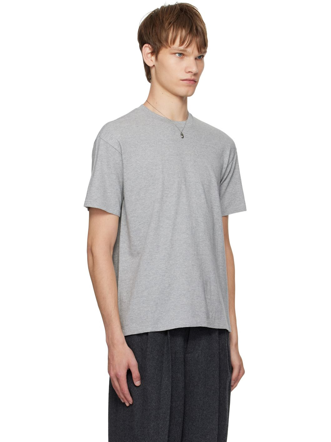 Gray Seamless Crew Neck T-shirt - 2