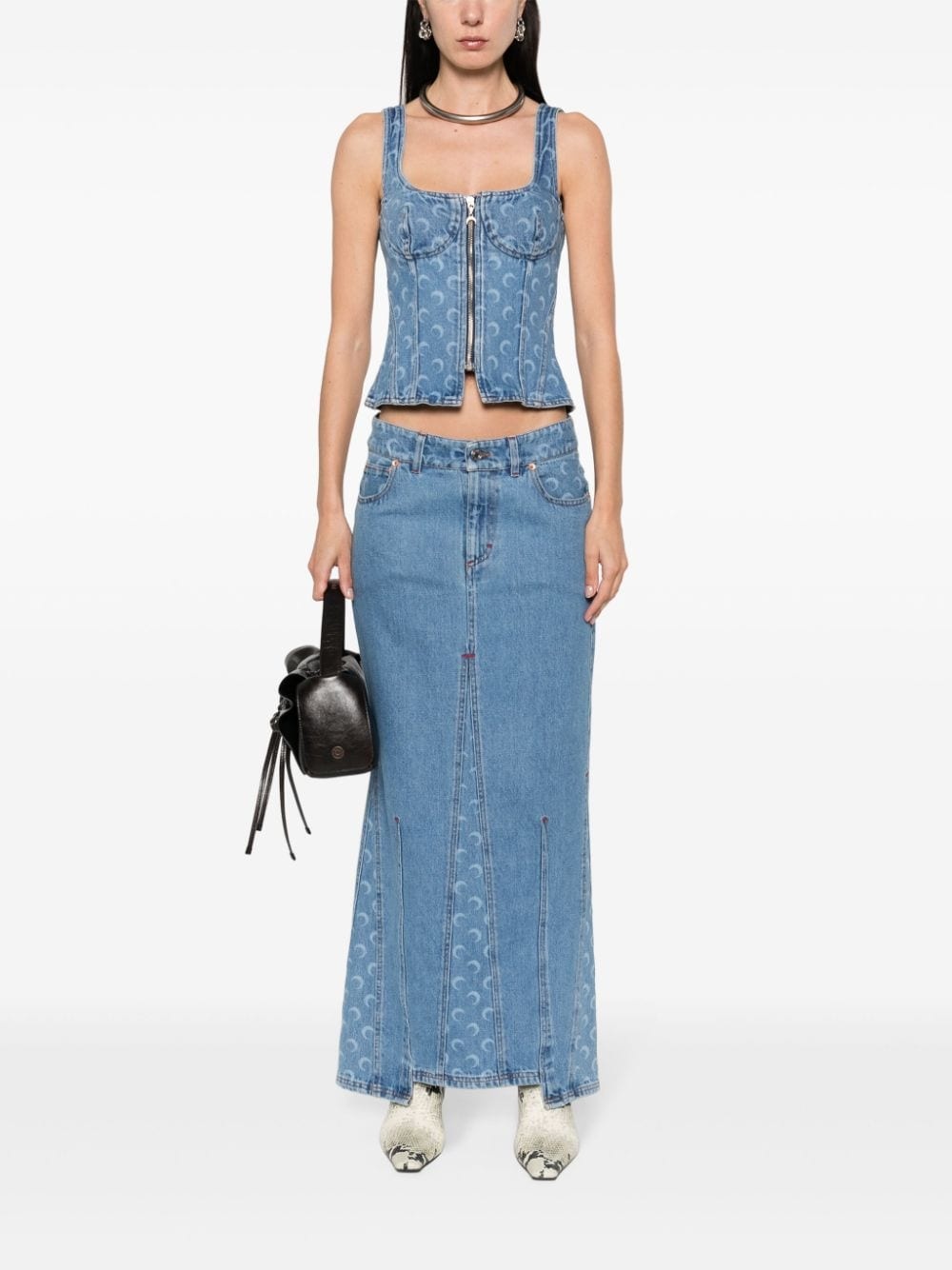 Crescent-Moon-print maxi skirt - 2