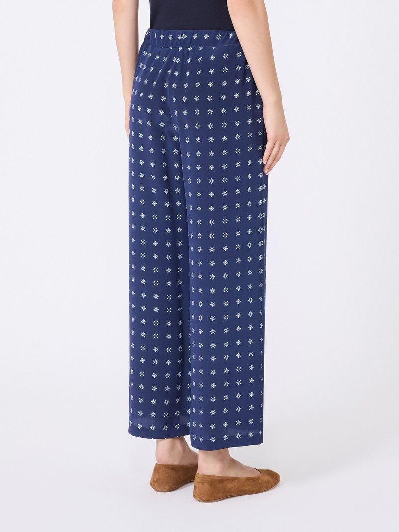 EUSEBIO Printed silk cropped trousers 4