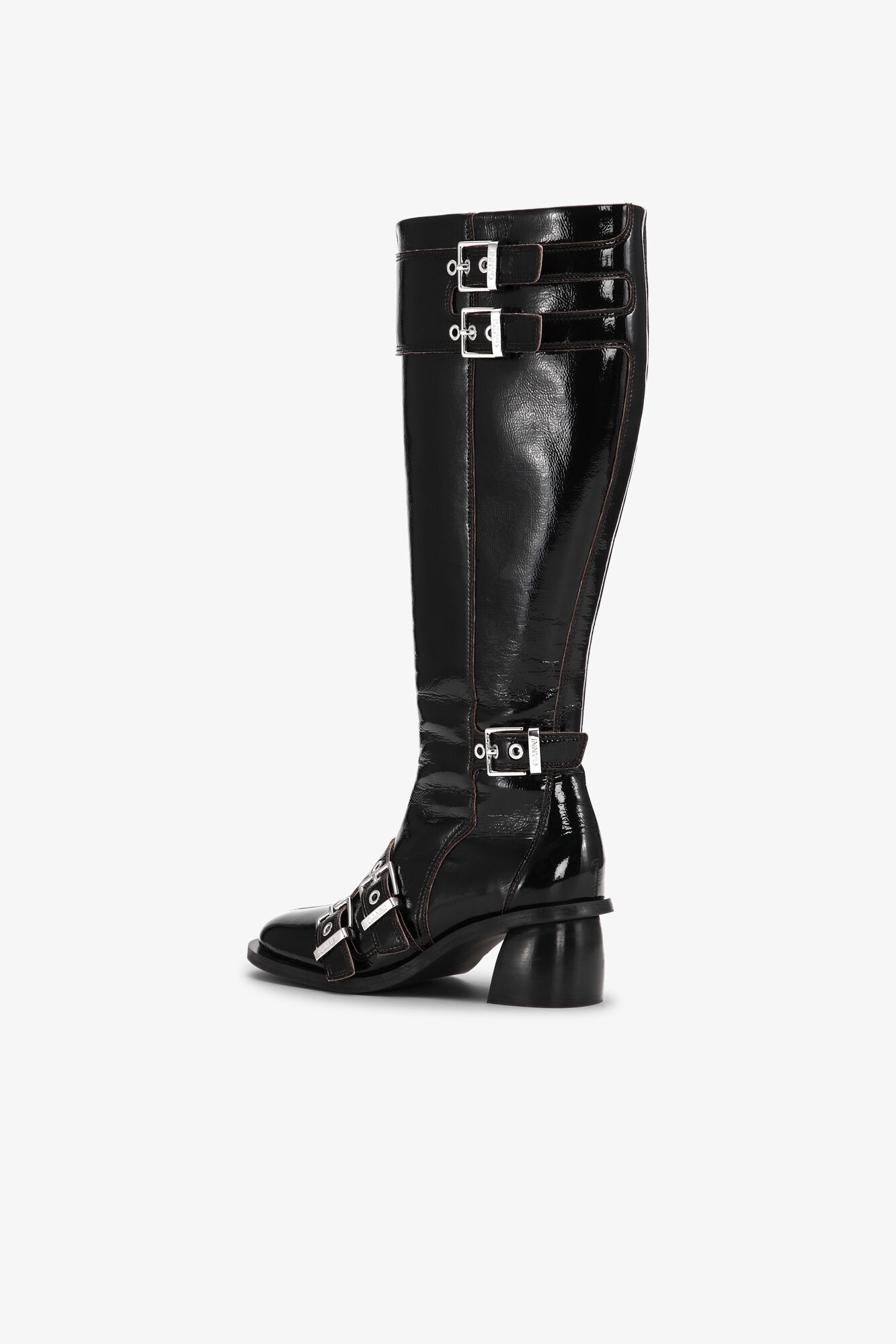 BLACK FEMININE BUCKLE HIGH BOOTS - 3