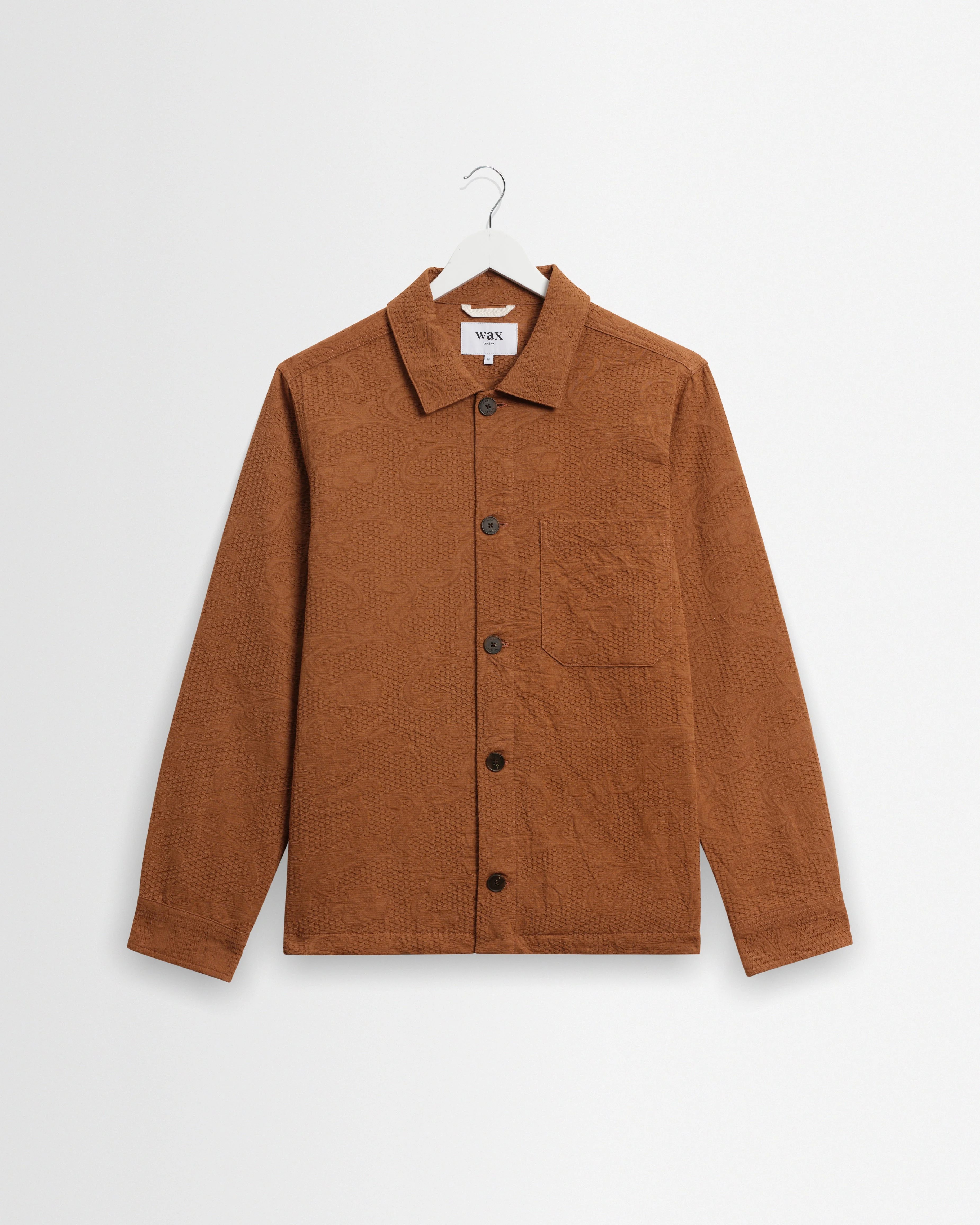 Rockley - Rust Honeycomb Jacquard Overshirt - 1