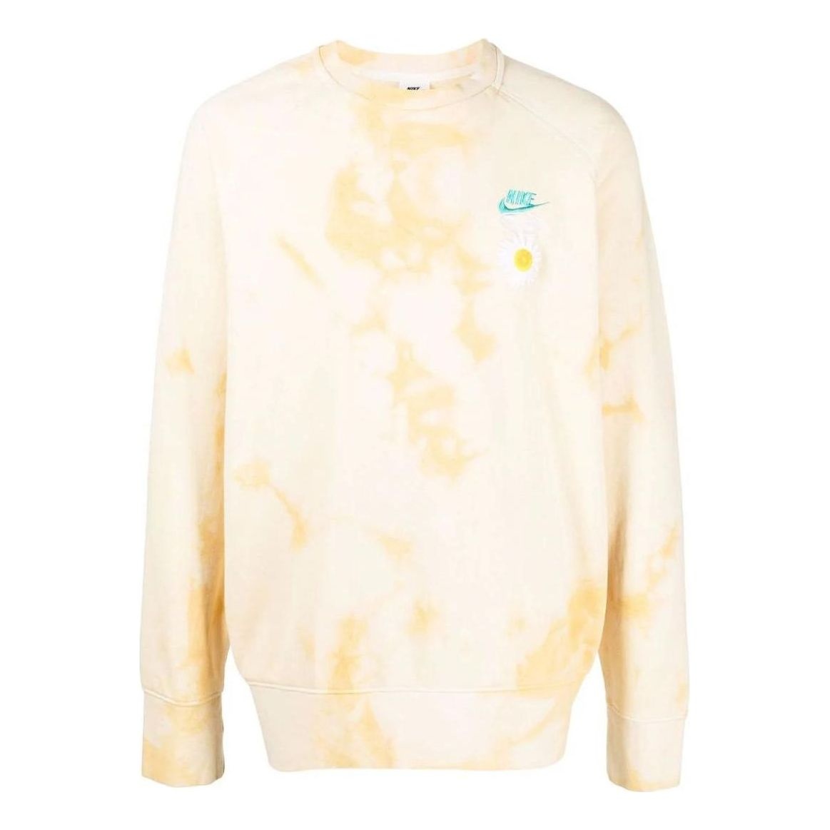 Men's Nike Sportswear NSW Chest Brand Logo Embroidered Tie Dye Round Neck Pullover Long Sleeves Yell - 1