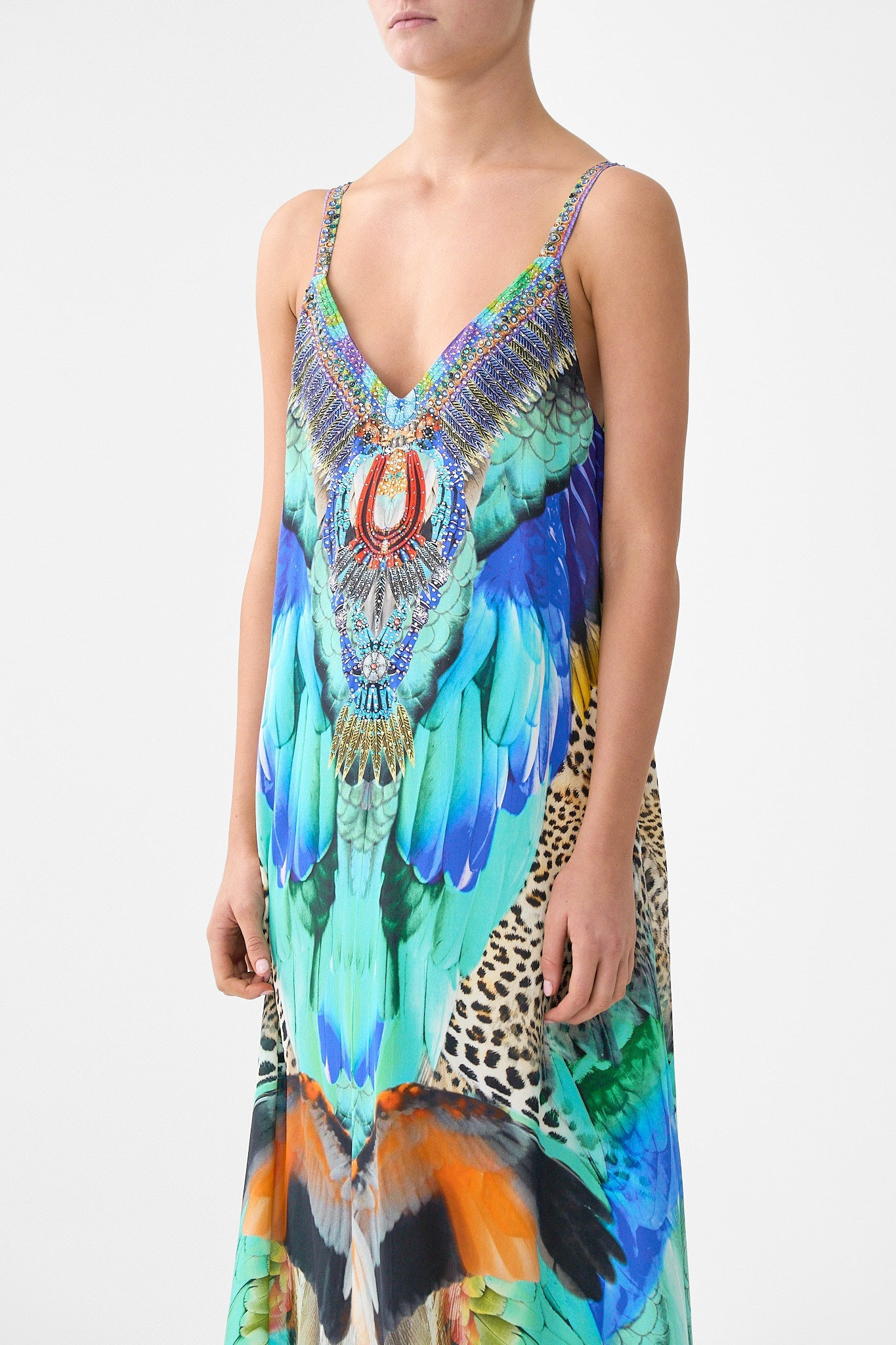 V NECK MIDI SLIP DRESS - 5