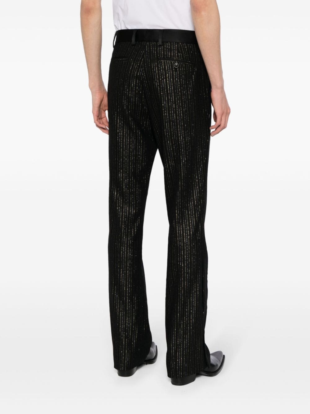 pinstriped wool-blend trousers - 4