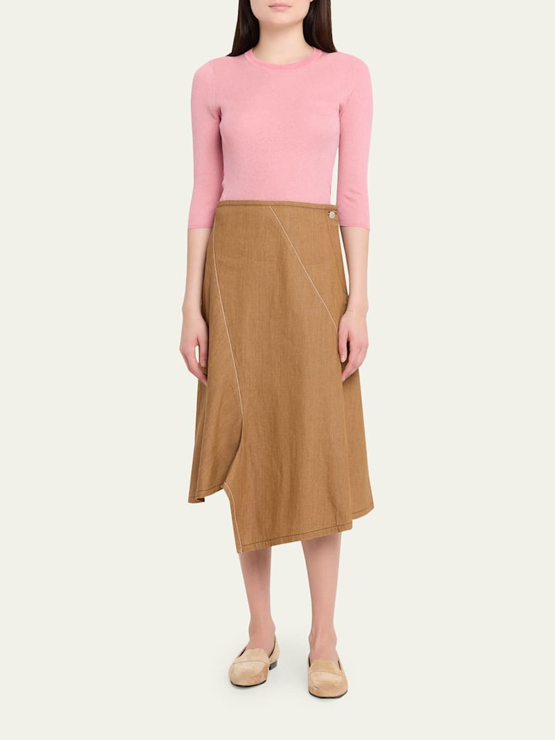 6397 Diagonal Denim Midi Skirt outlook