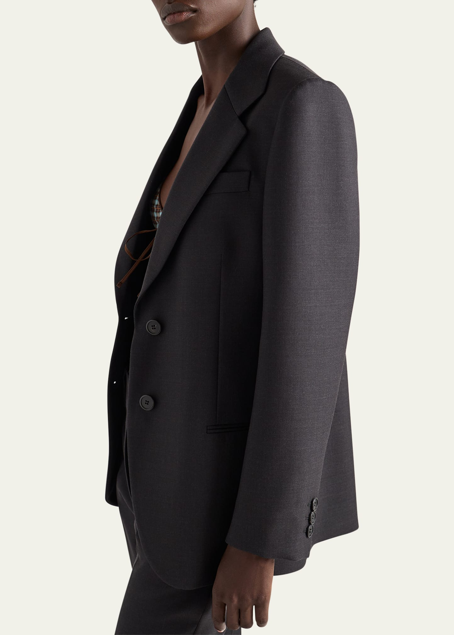 Wool Gabardine Single-Breasted Blazer - 4