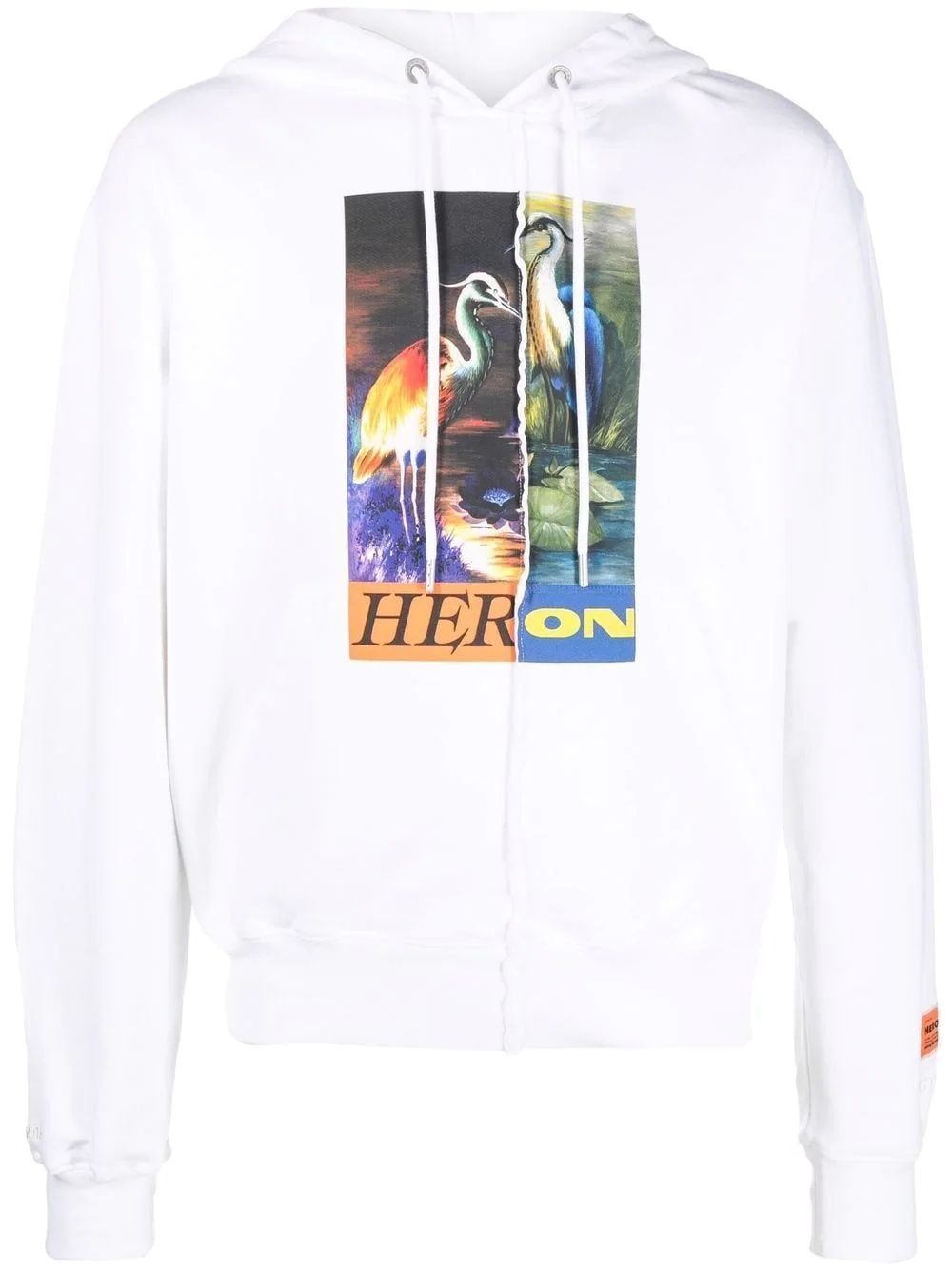 heron-print cotton hoodie - 1