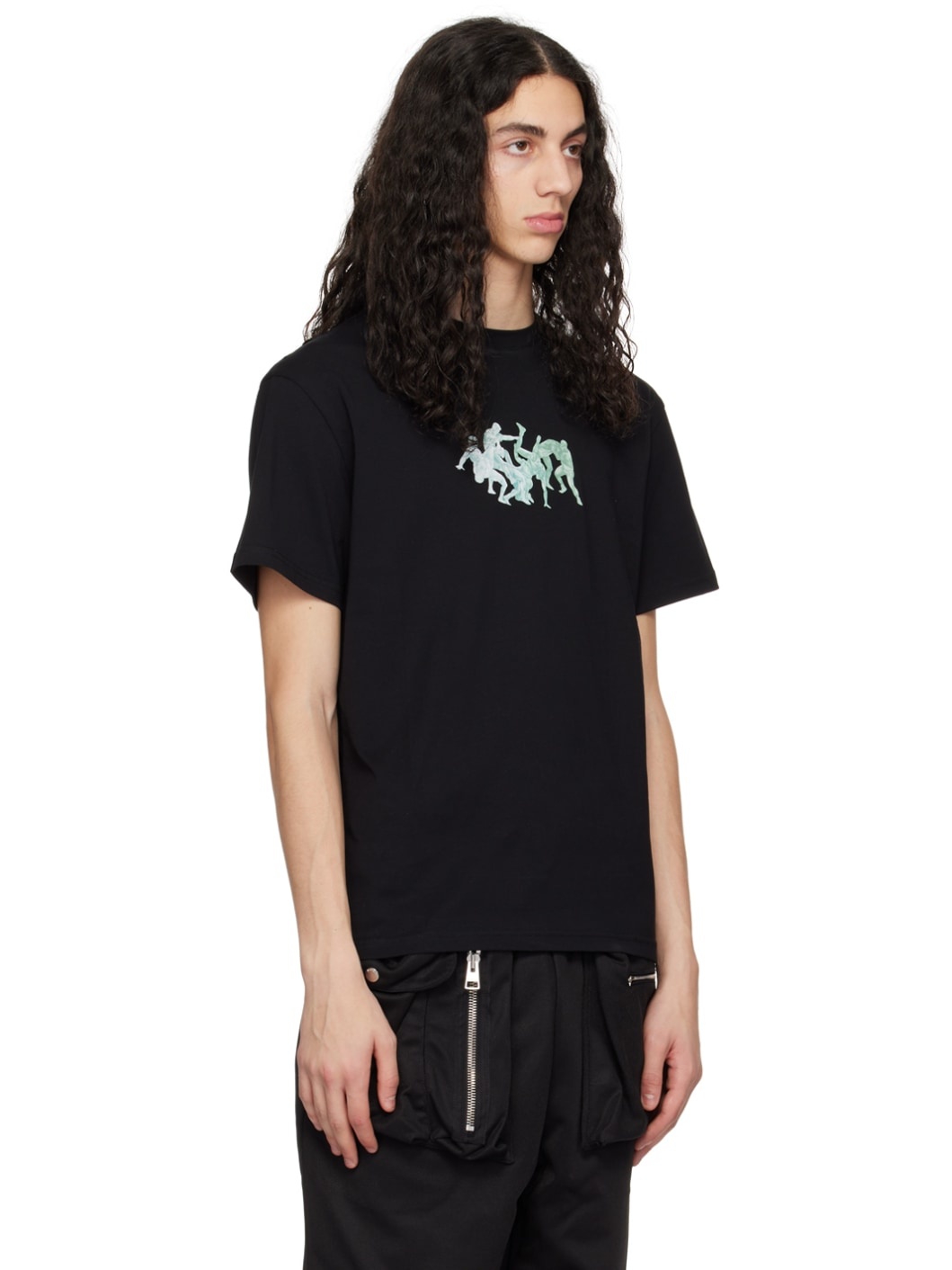 Black Placed Print T-Shirt - 2