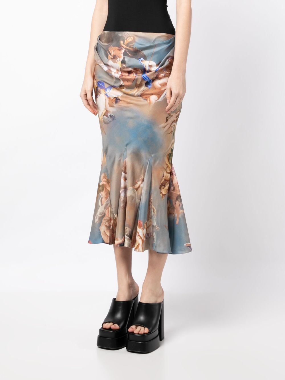 baroque-print silk midi skirt - 3