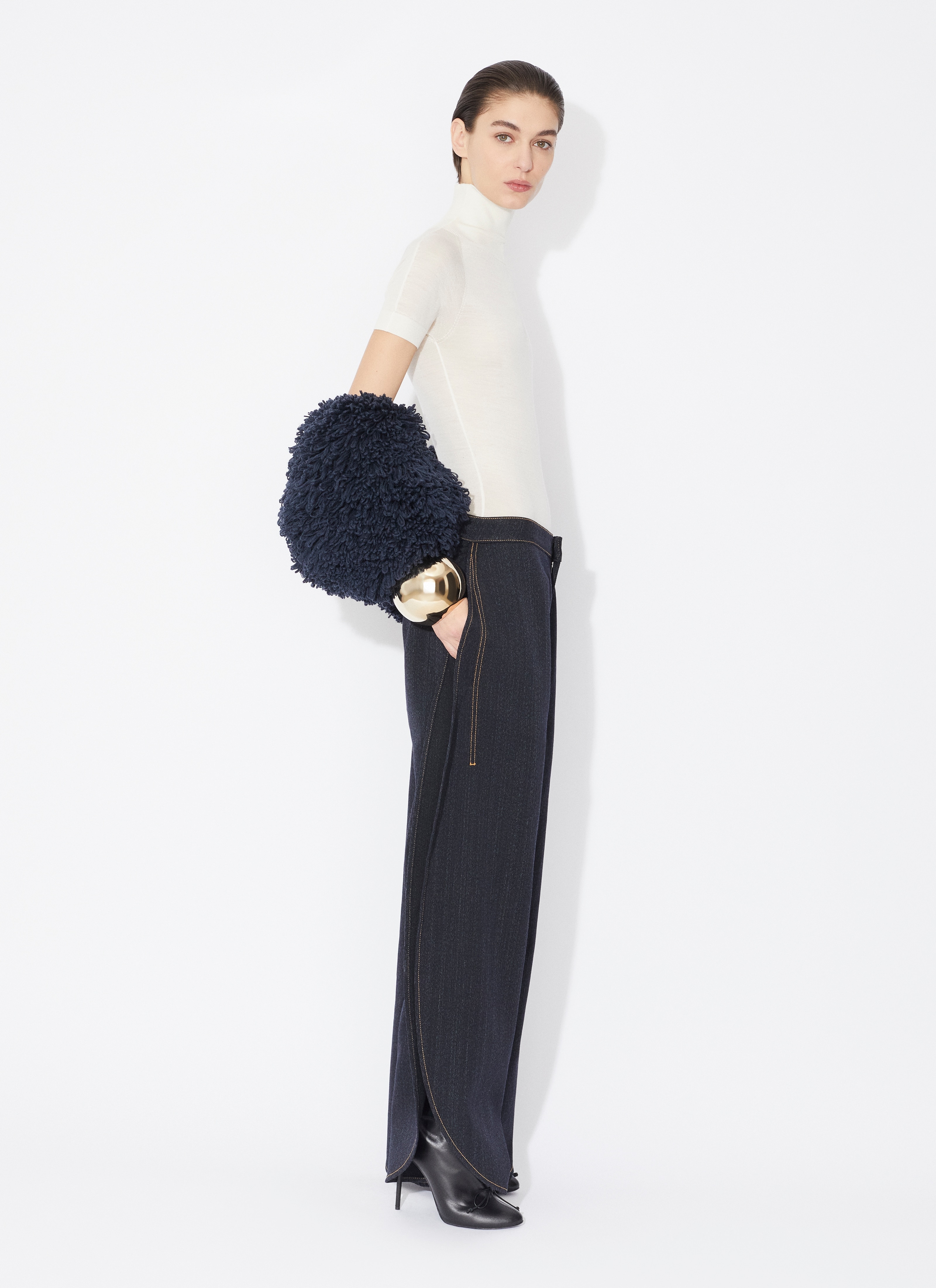 SHORT SLEEVE BODY IN SHEER WOOL KNIT - 5