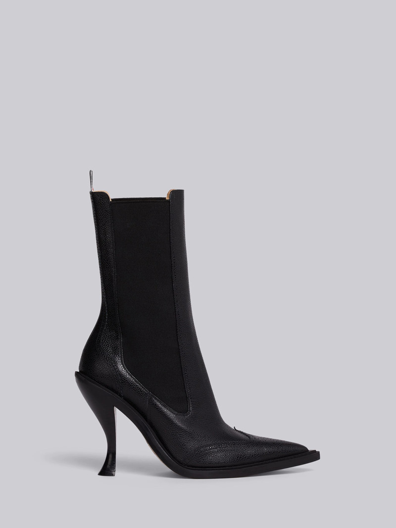 Black Pebbled Calfskin Brogue Spectator Wingtip Boot 1