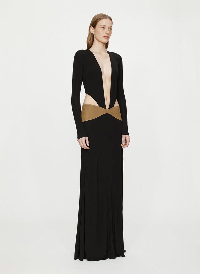 CHRISTOPHER ESBER Contour Suede Belted L/S Gown outlook