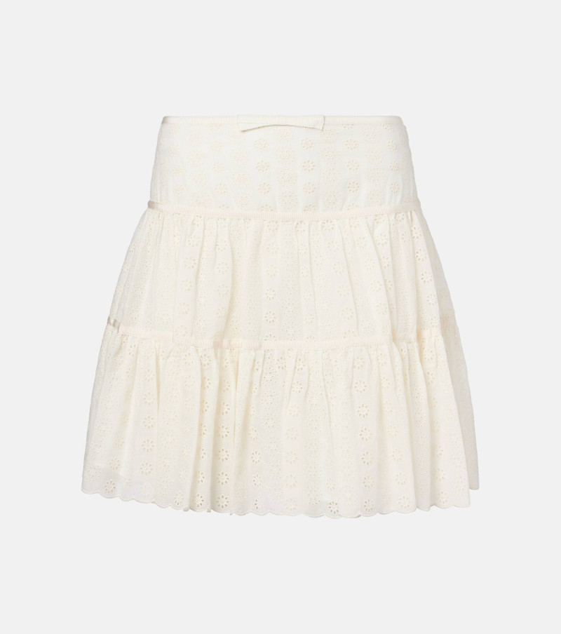 Tiered cotton lace miniskirt 1
