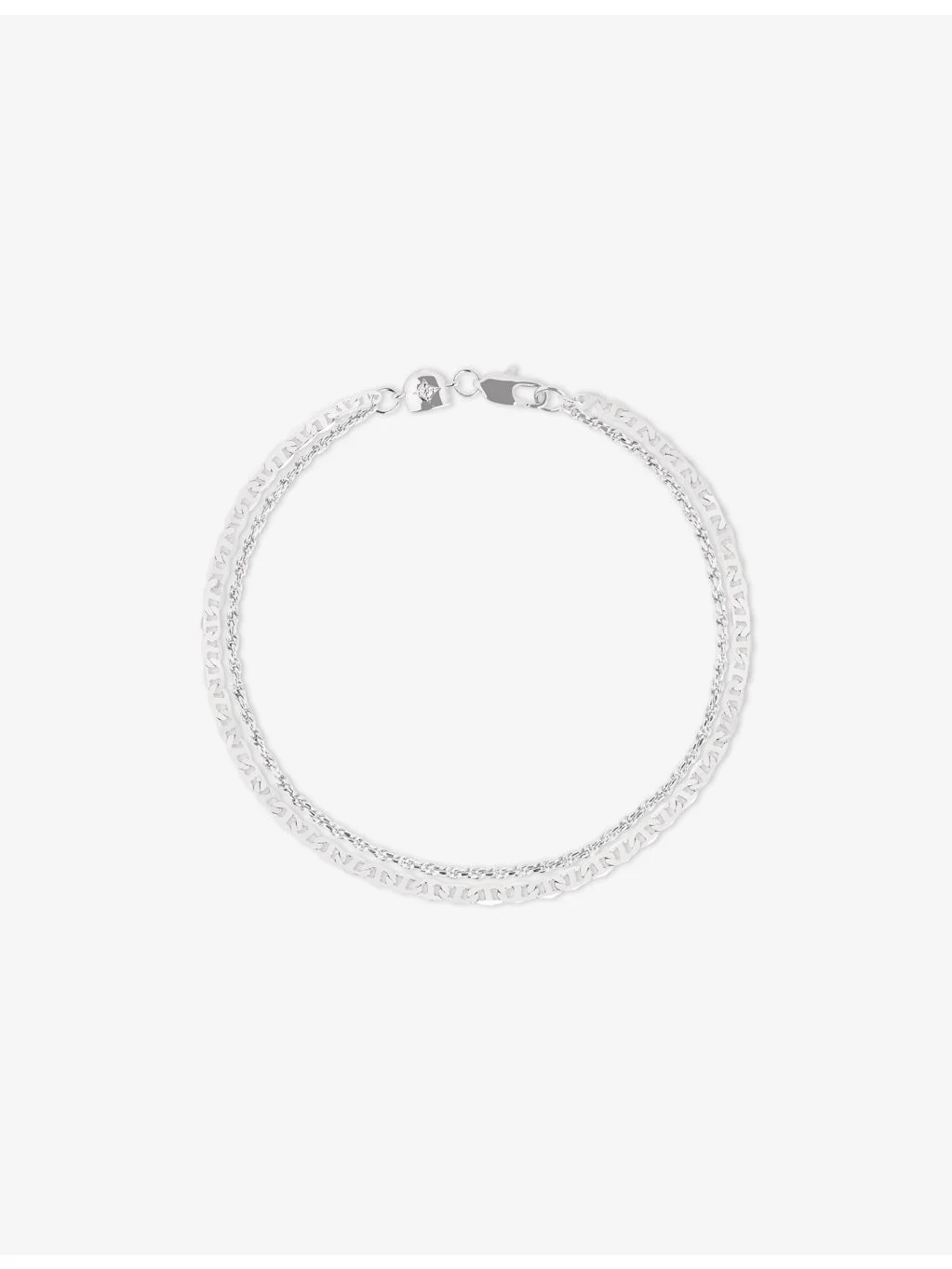 Illusion Double Chain Rhodium-Plated Brass Bracelet - 1