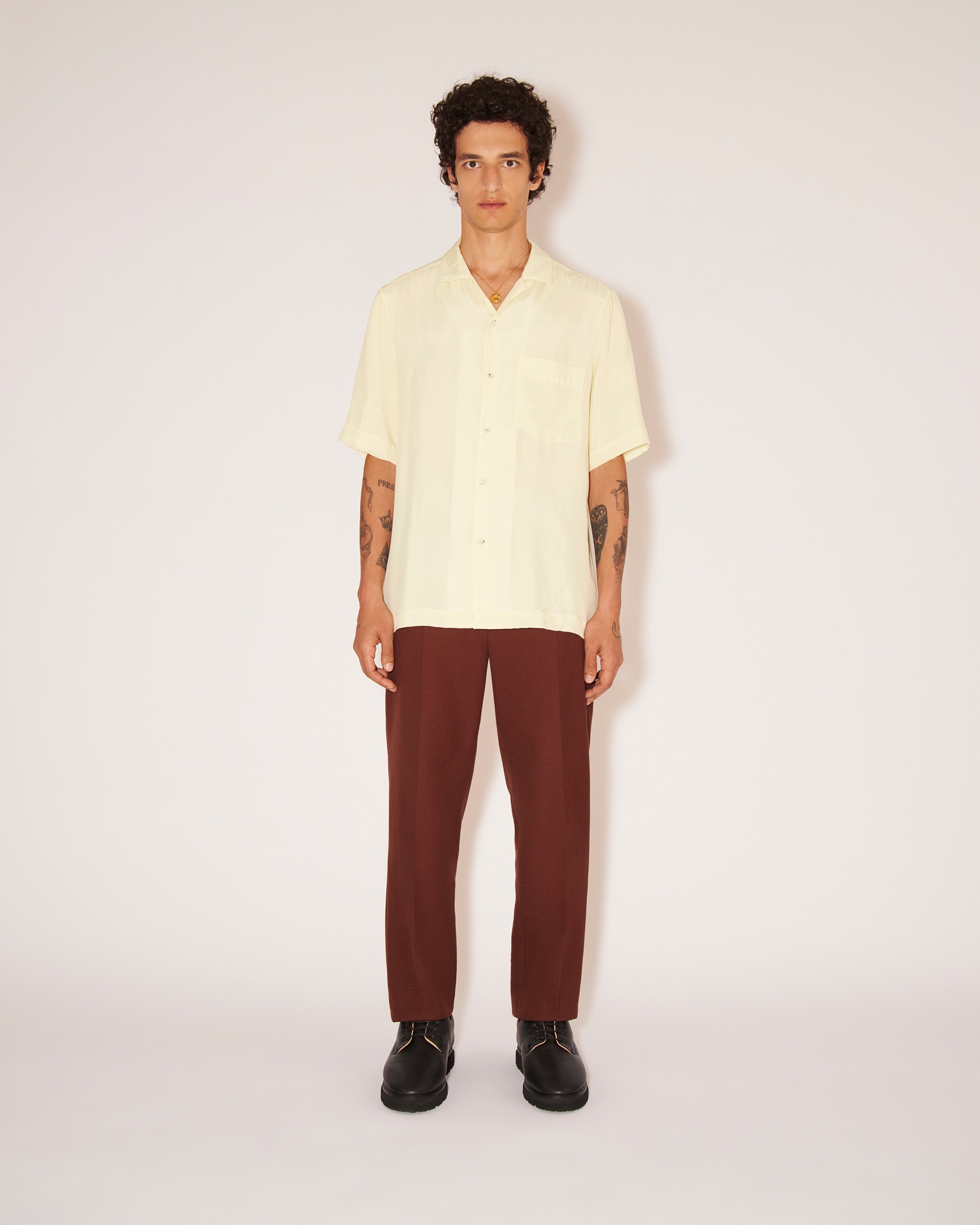 BORY - Twill-silk structured shirt - Yellow - 2