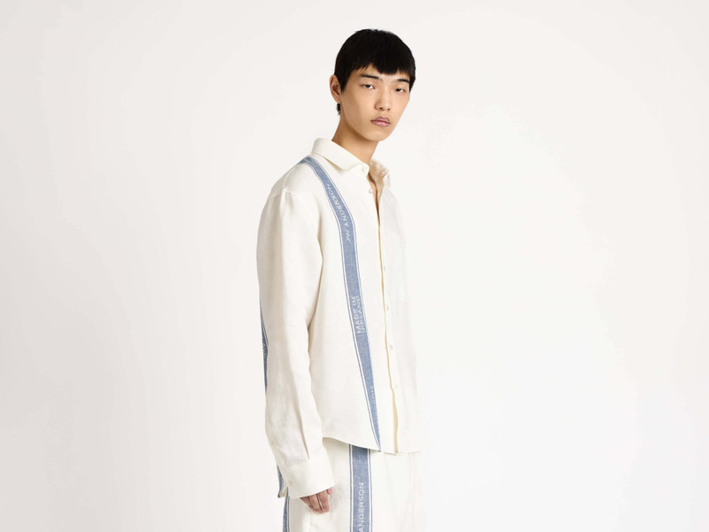 MENS SHIRT IN OFF WHITE & BLUE 1