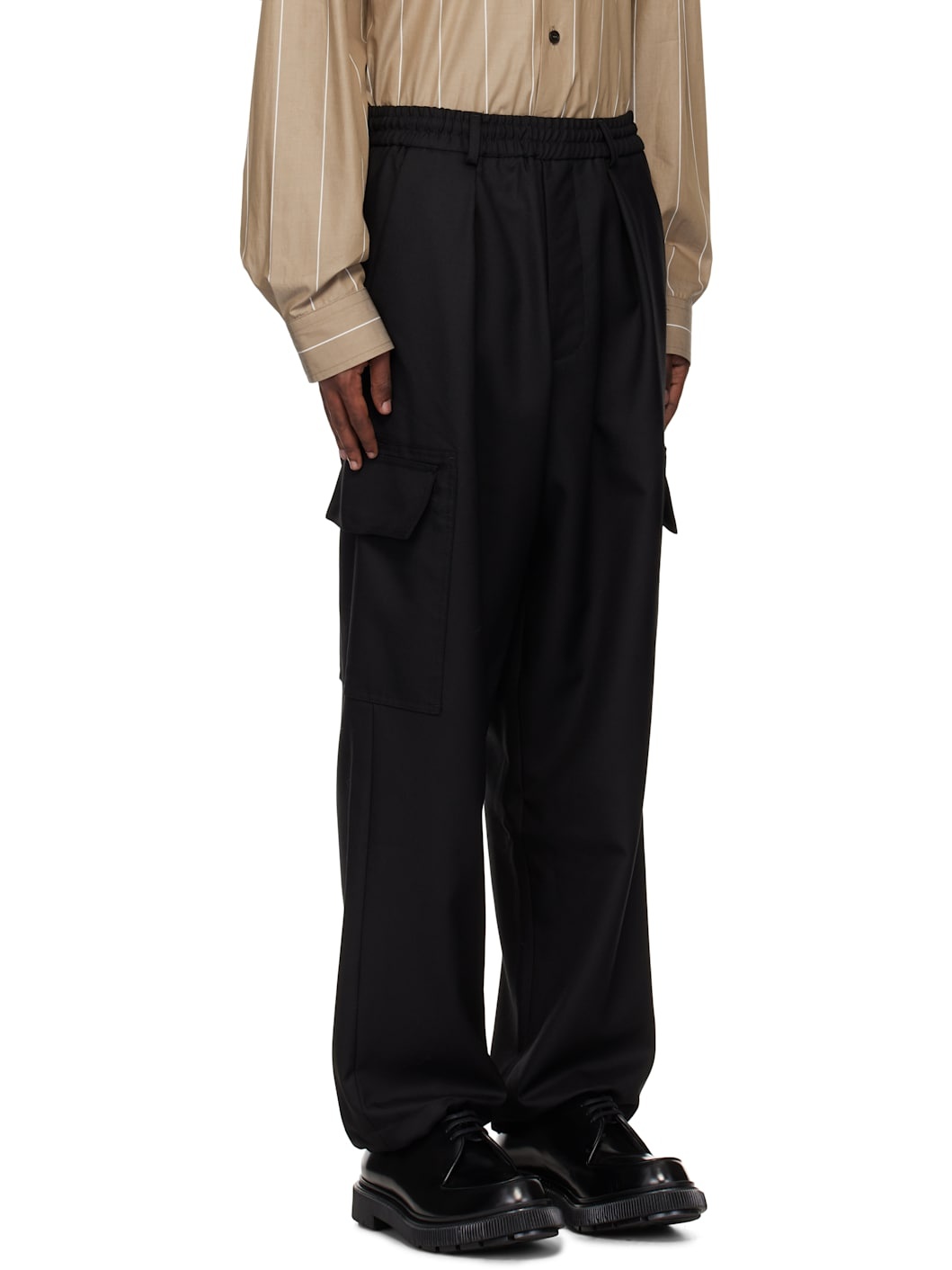 Black Wool Twill Cargo Pants - 2