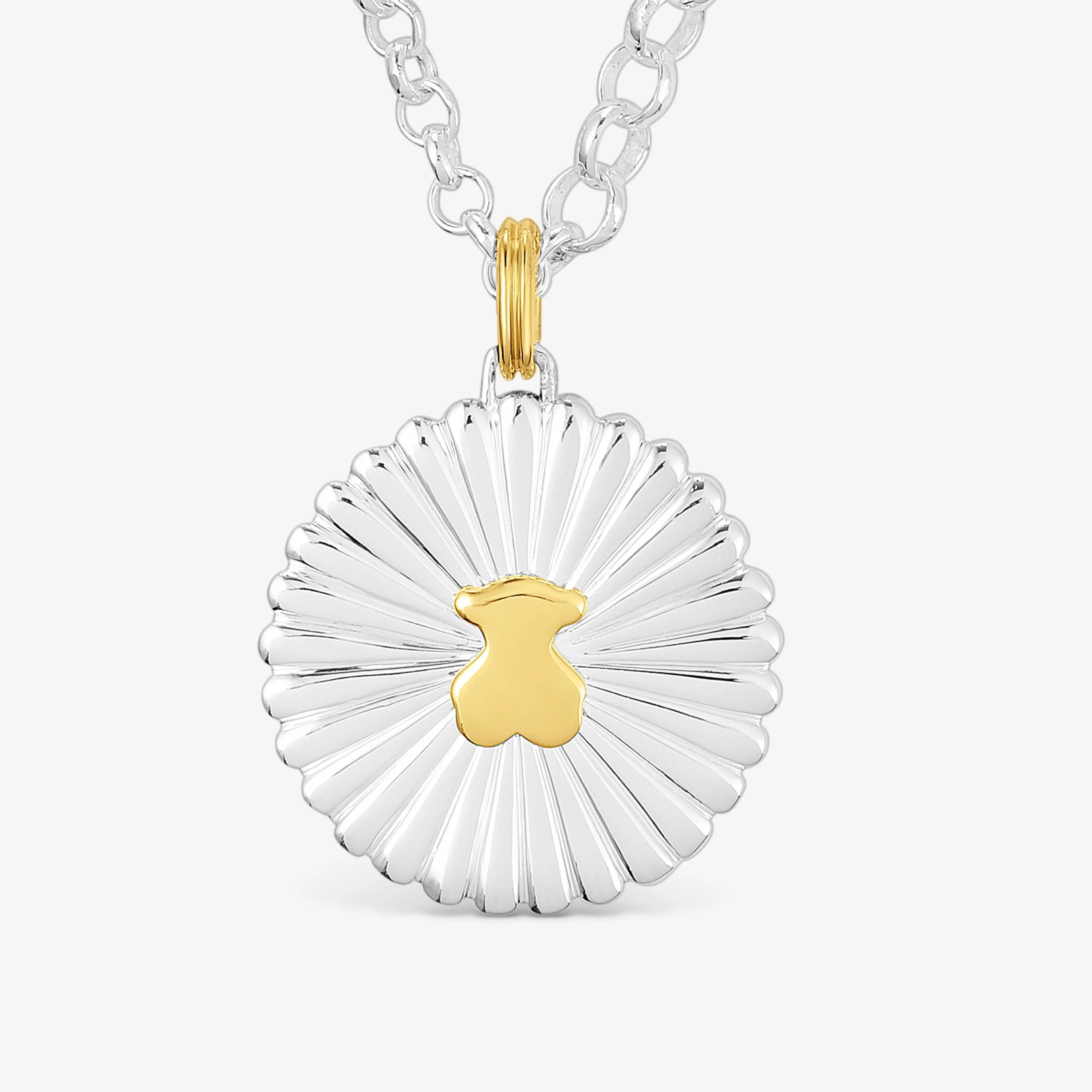 Silver and silver vermeil bear Necklace Iris Motif - 1