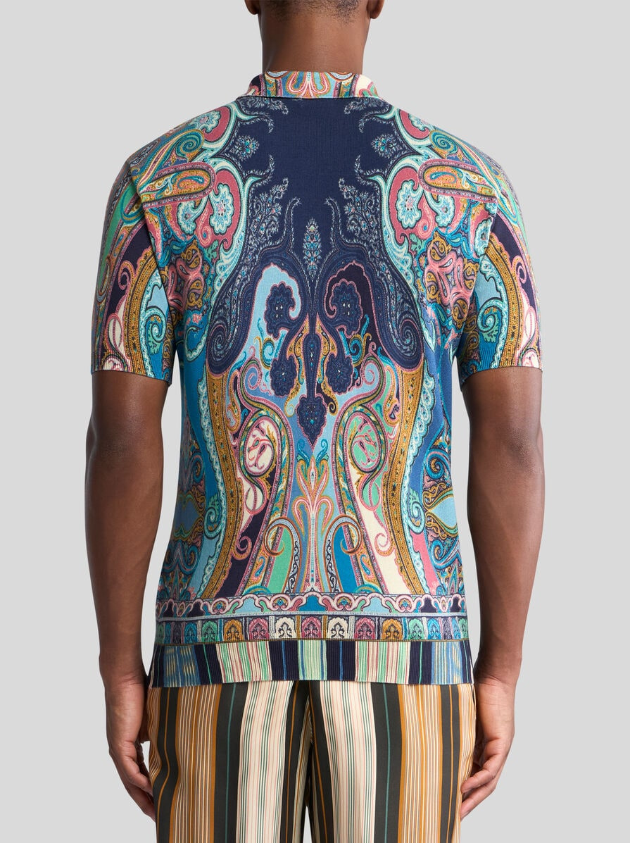 MULTICOLOURED COTTON PAISLEY POLO SHIRT - 4