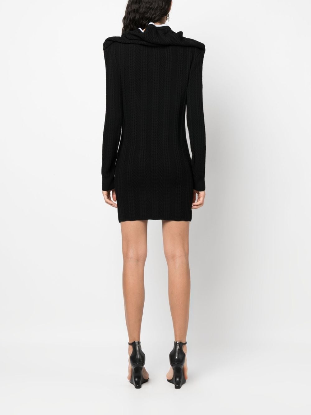 ruffle-collar merino wool minidress - 4
