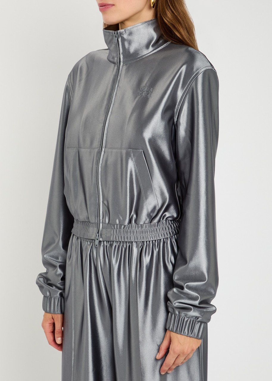 Alexanderwang.t Shrunken Logo-embossed Satin Track Jacket - 2