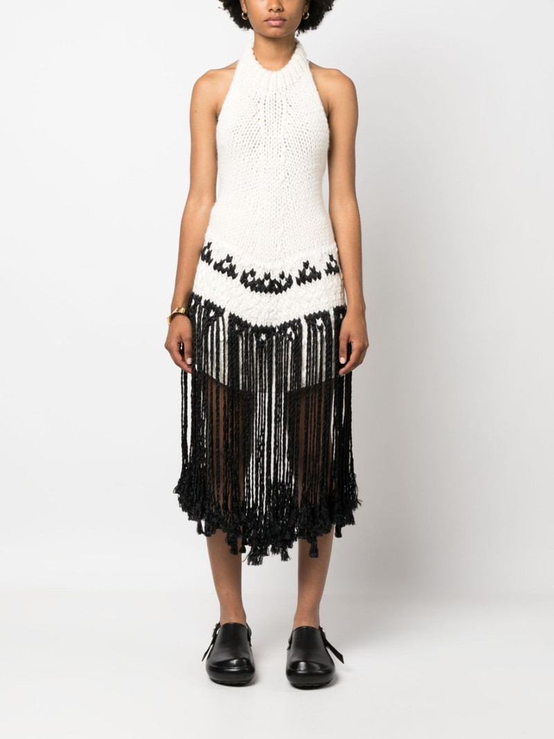 Jil Sander fringed knit halterneck top outlook