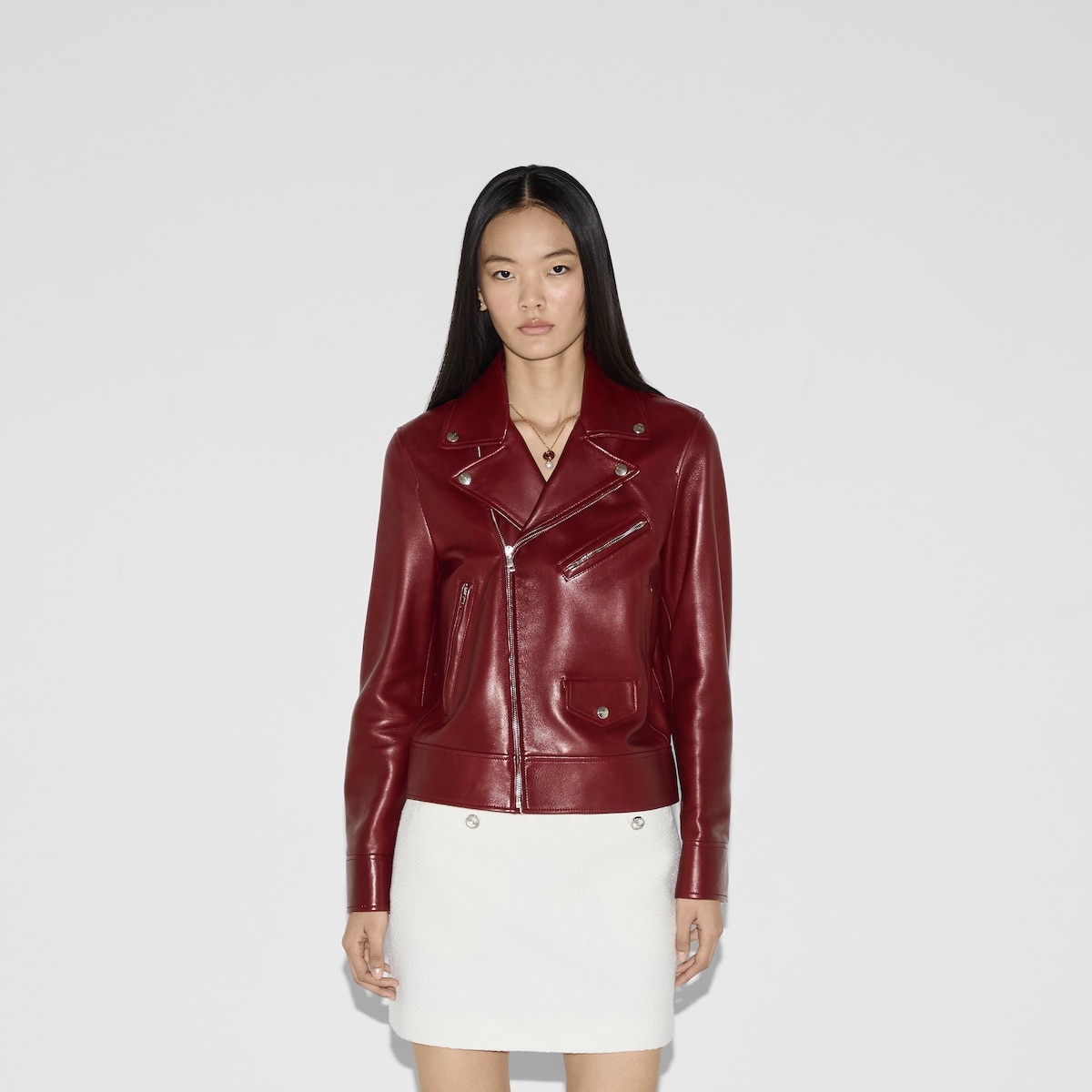 Leather biker jacket - 3