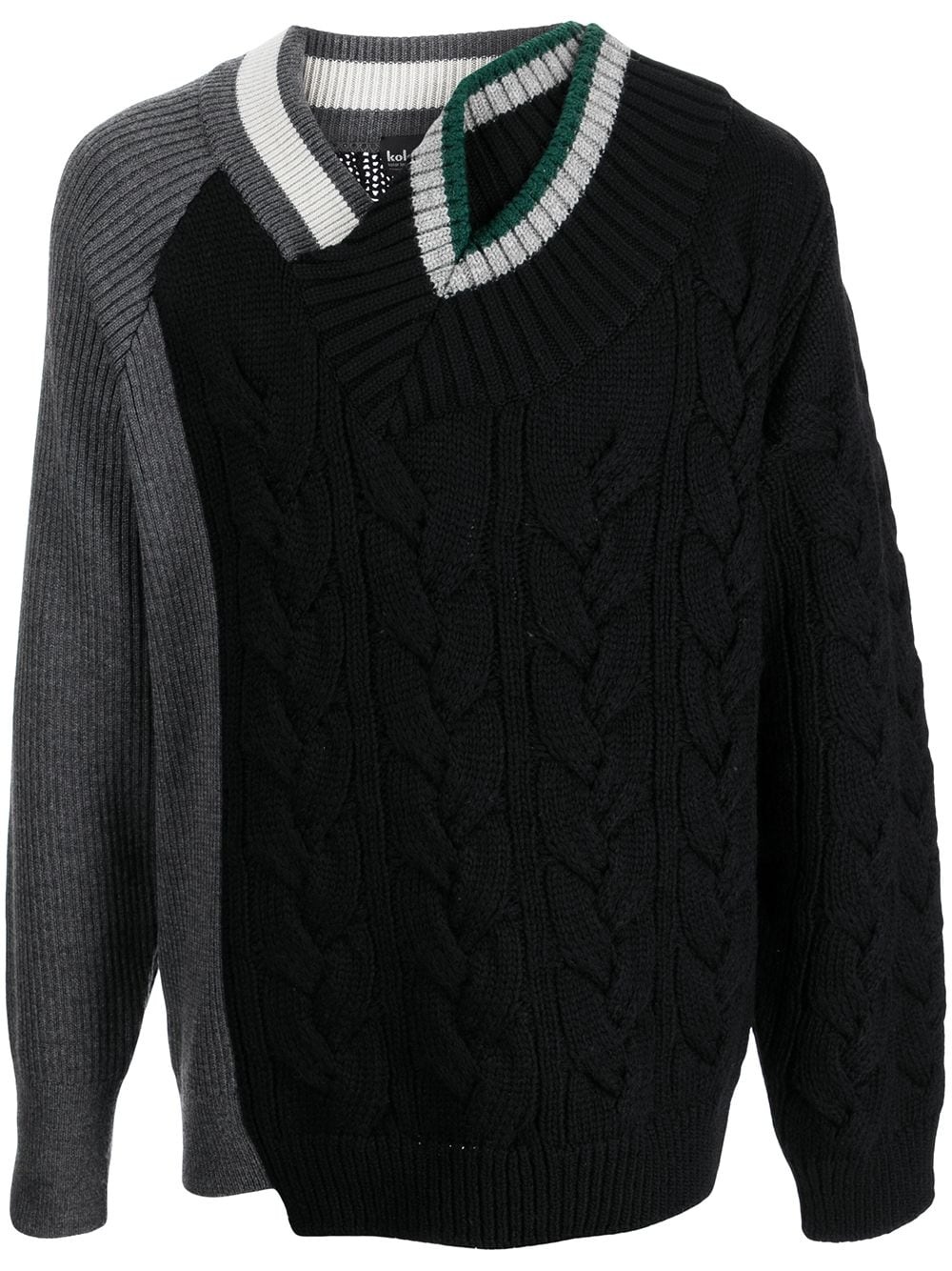 cable-knit asymmetric-collar jumper - 1