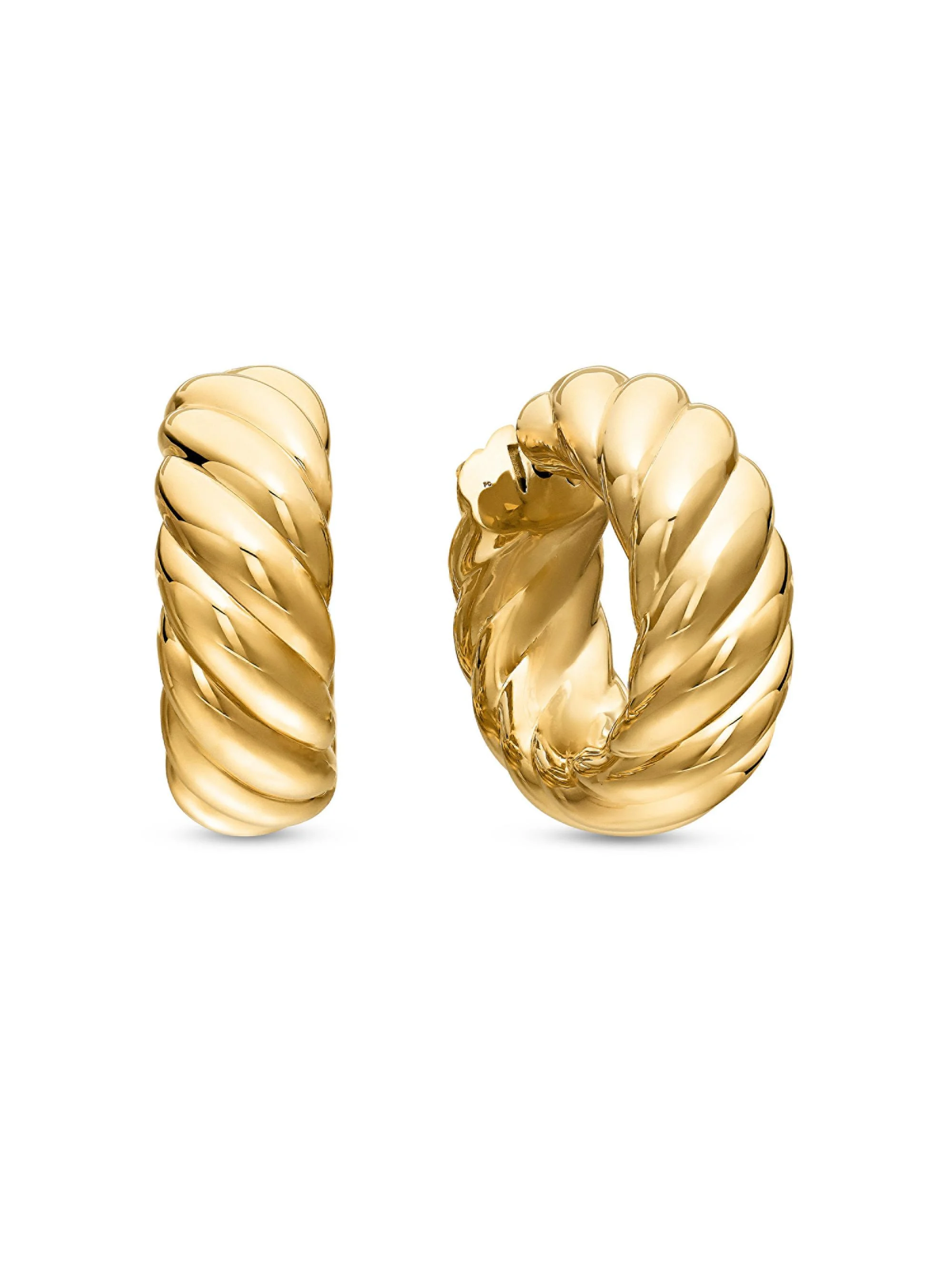 Women's Sculpted Cable Hoop Earrings In 18K Yellow Gold - Gold - 1