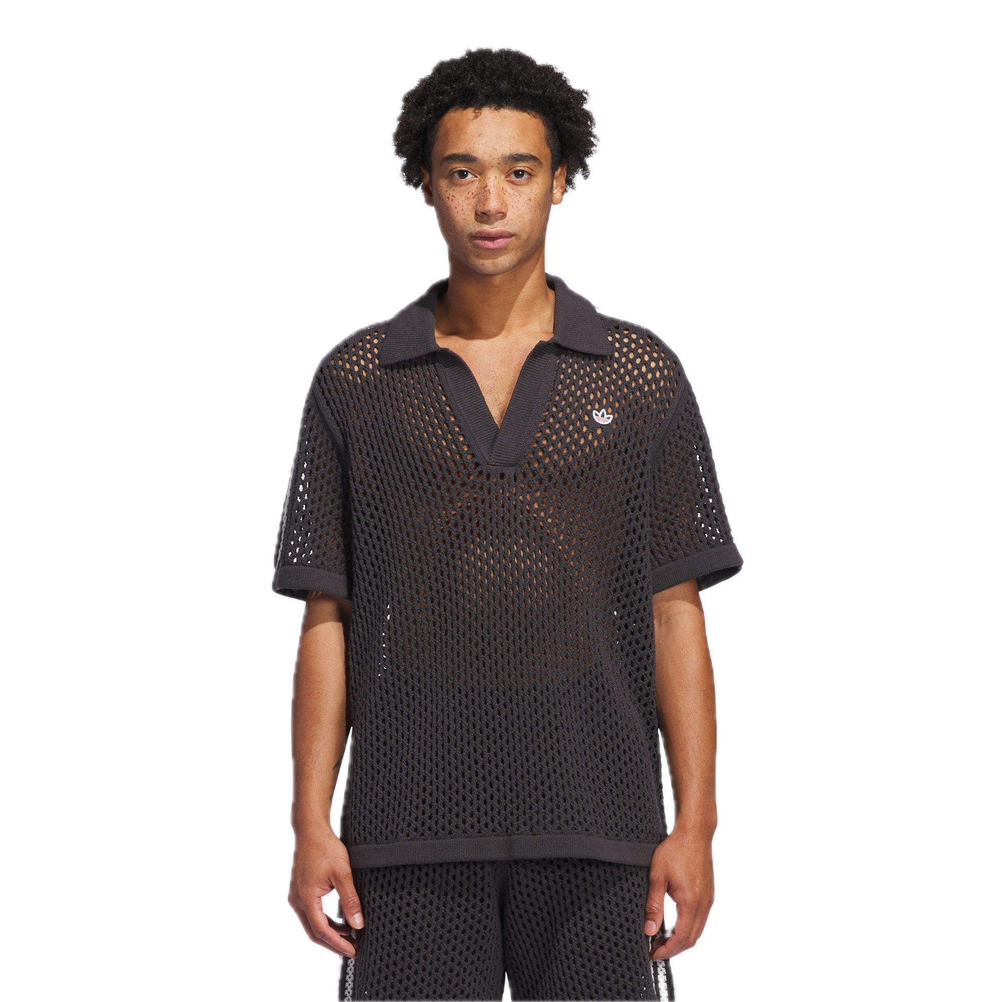 【Adidas x Clot】Crochet Polo Carbon - KR Sizing adidas x CLOT FW24 Crochet Polo Shirt Asia Sizing 'Carbon