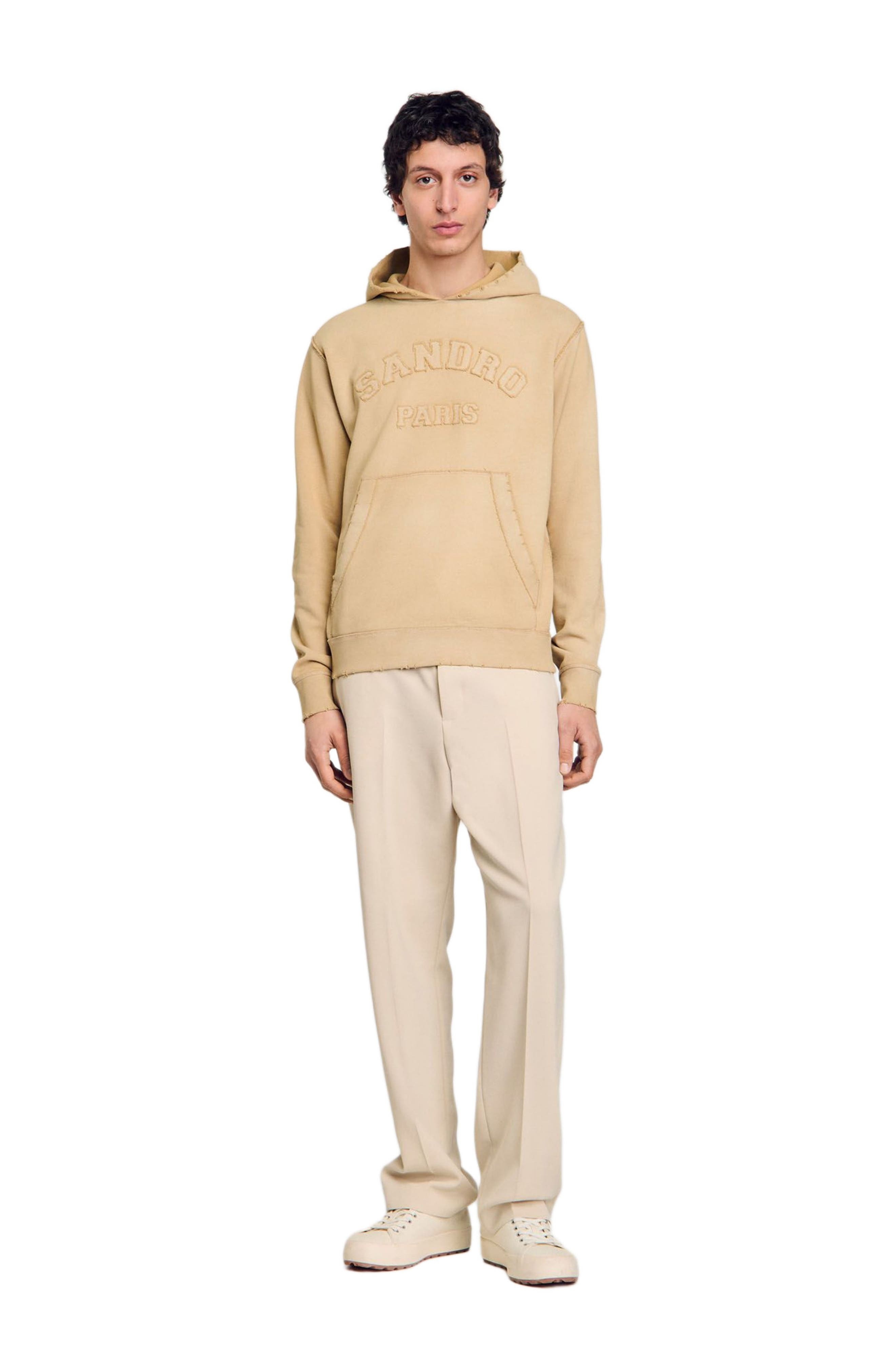 SANDRO Patch Hoodie in Sand. at Nordstrom - 1