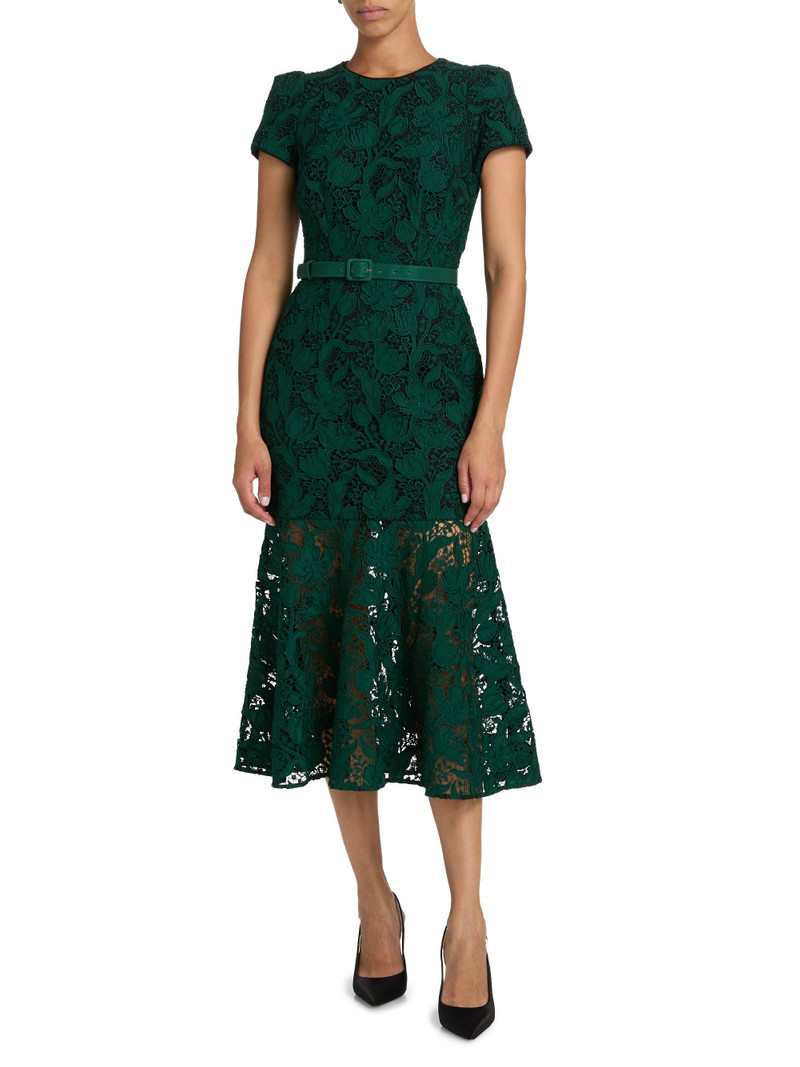 Women's Tahlia Tulip Garden Lace Midi-Dress - Dark Green 3