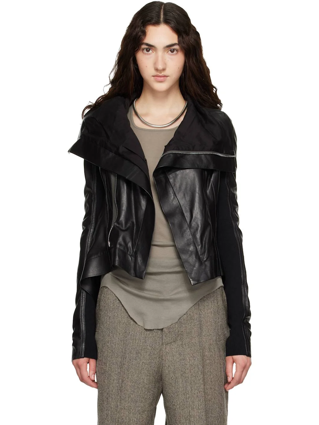 Black Tower Naska Biker Leather Jacket - 1