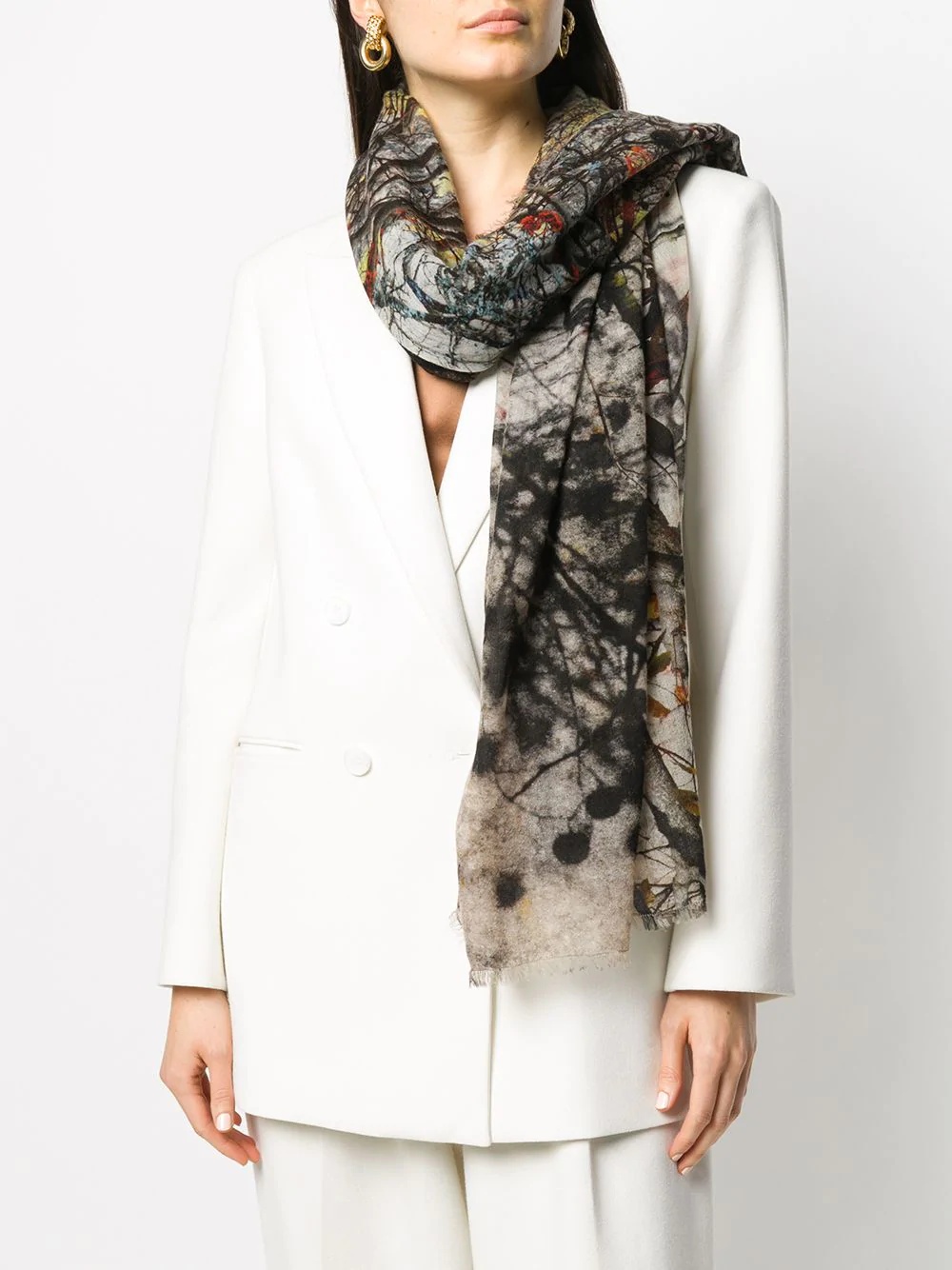 branch-print scarf - 2