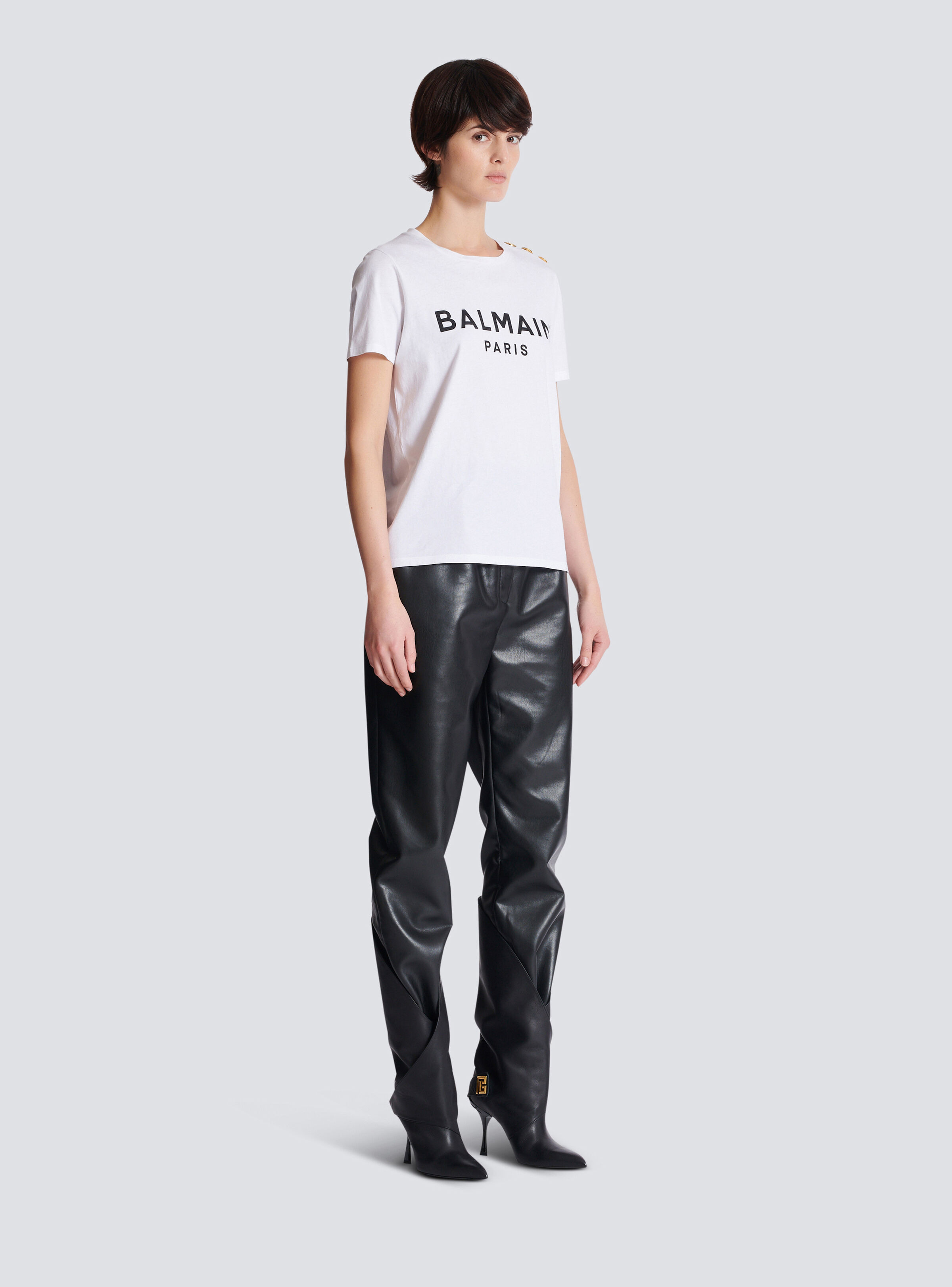 Eco-designed cotton T-shirt with Balmain logo print - 3
