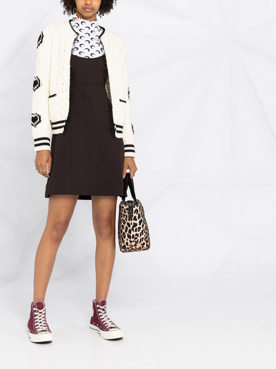 REDValentino jacquard slogan cable knit cardigan outlook