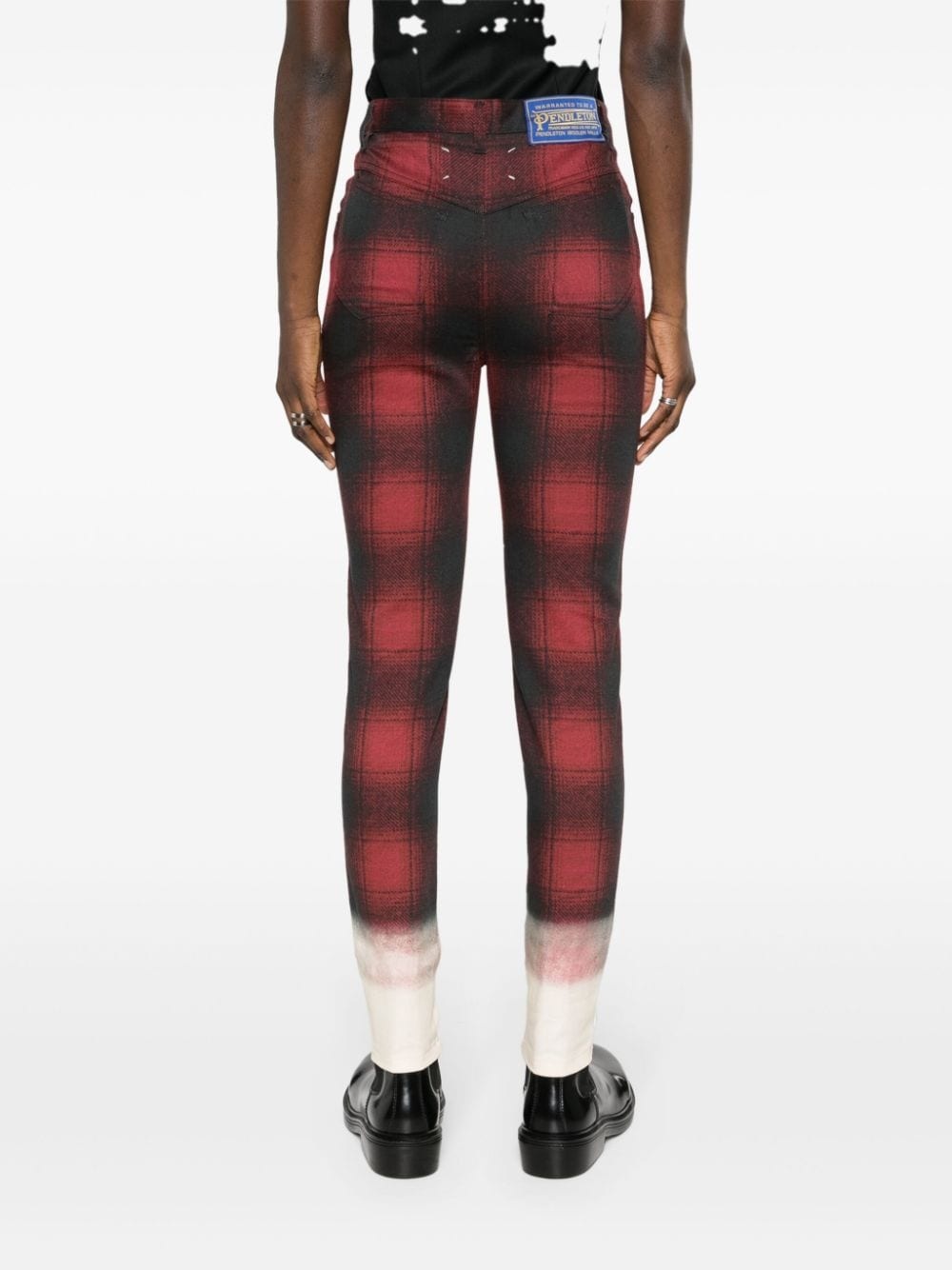tartan-check tapered trousers - 4
