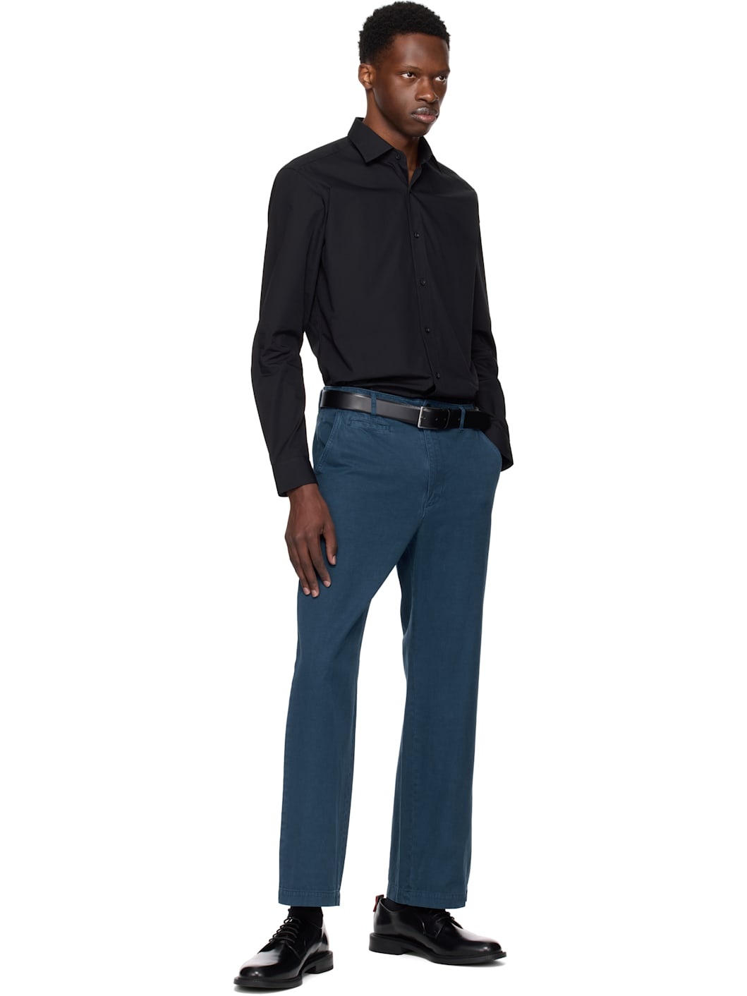 Black Modern Fit Easy-Iron Cotton Poplin Shirt - 5