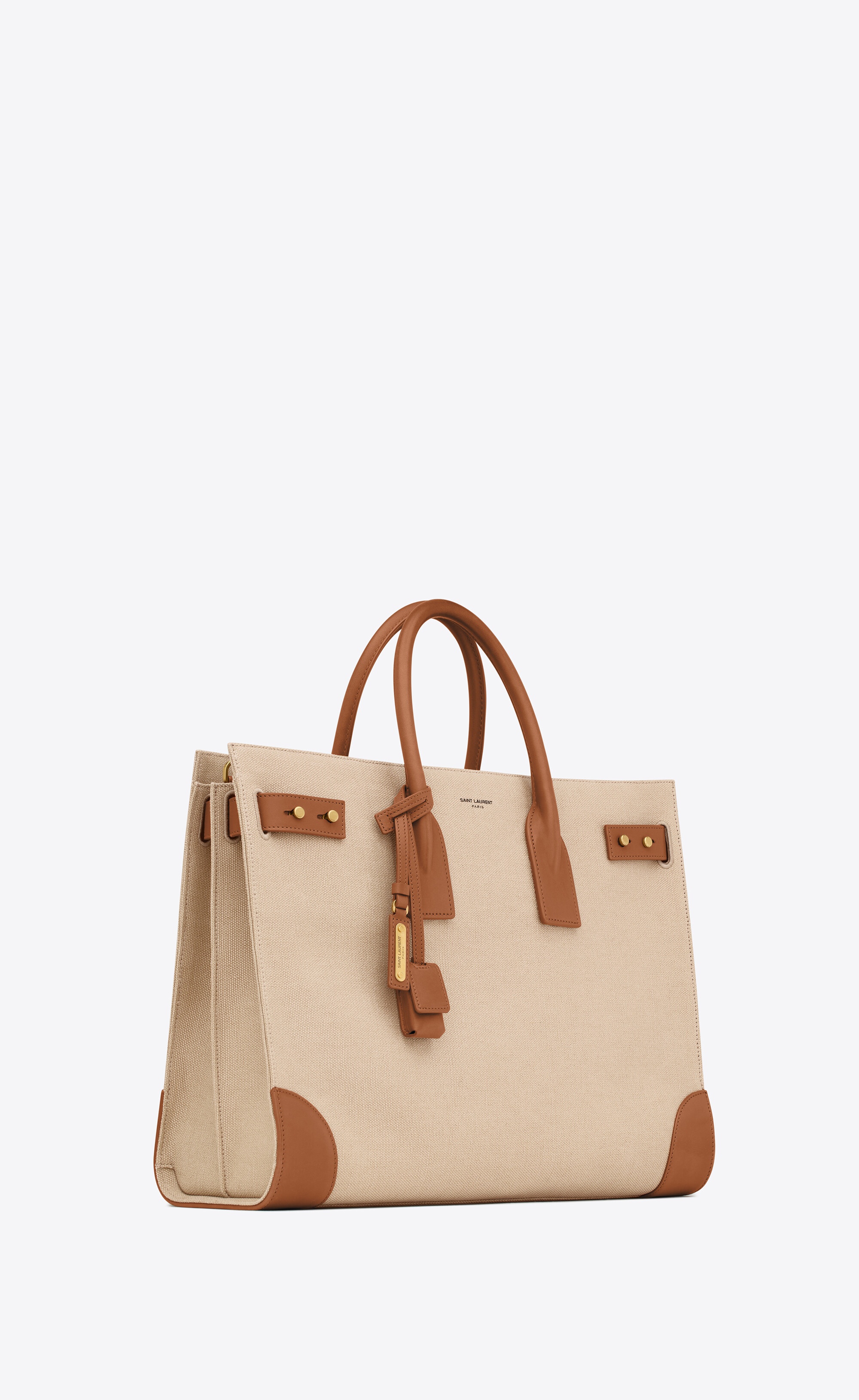 sac de jour thin large in canvas and vegetable-tanned leather - 5