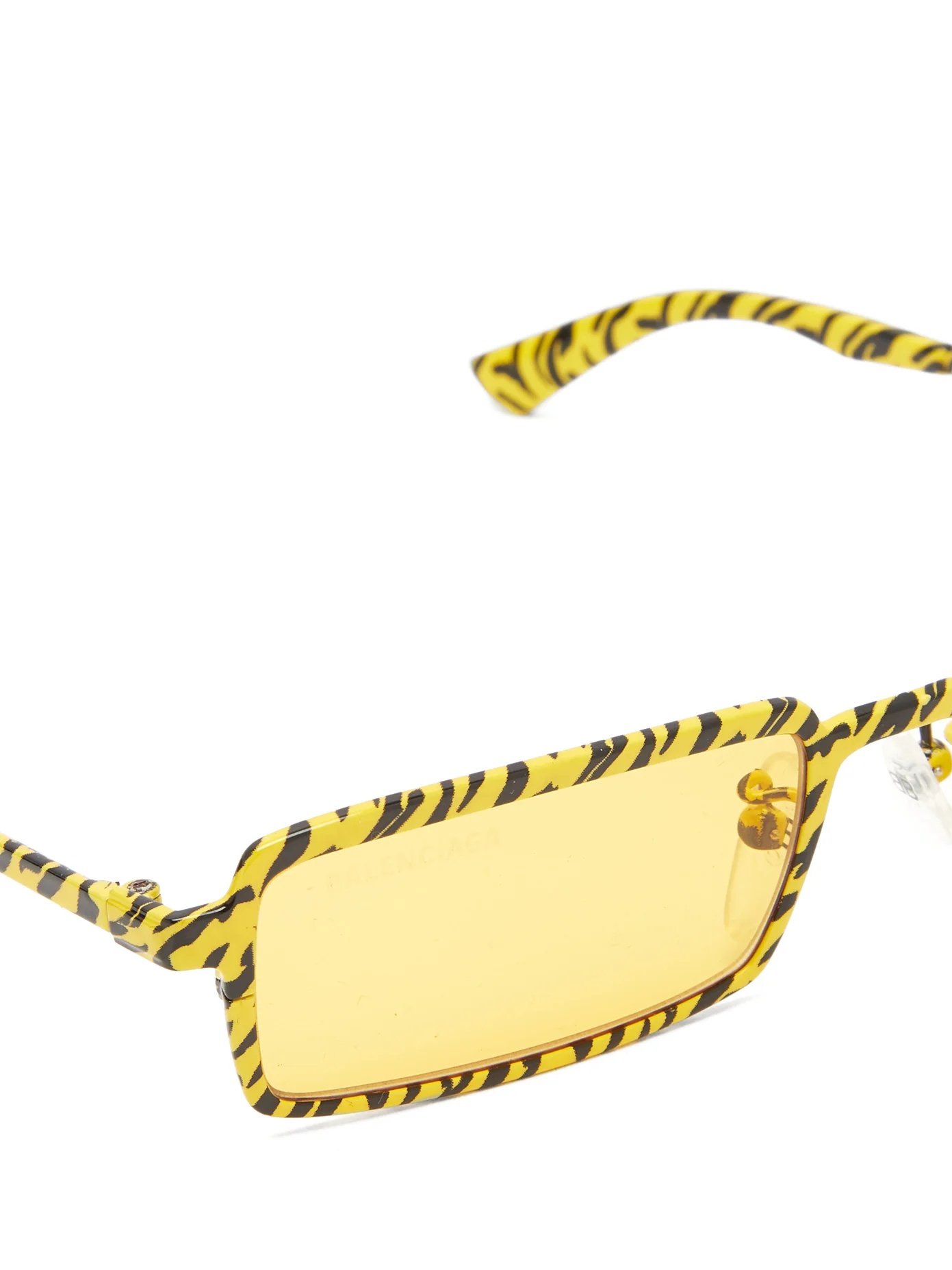 Tiger-print slim rectangular metal sunglasses - 6