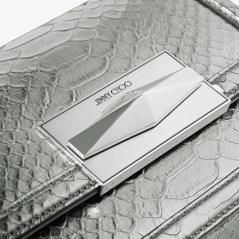 Diamond Crossbody
Silver Metallic Snake Printed Leather Crossbody Bag 3