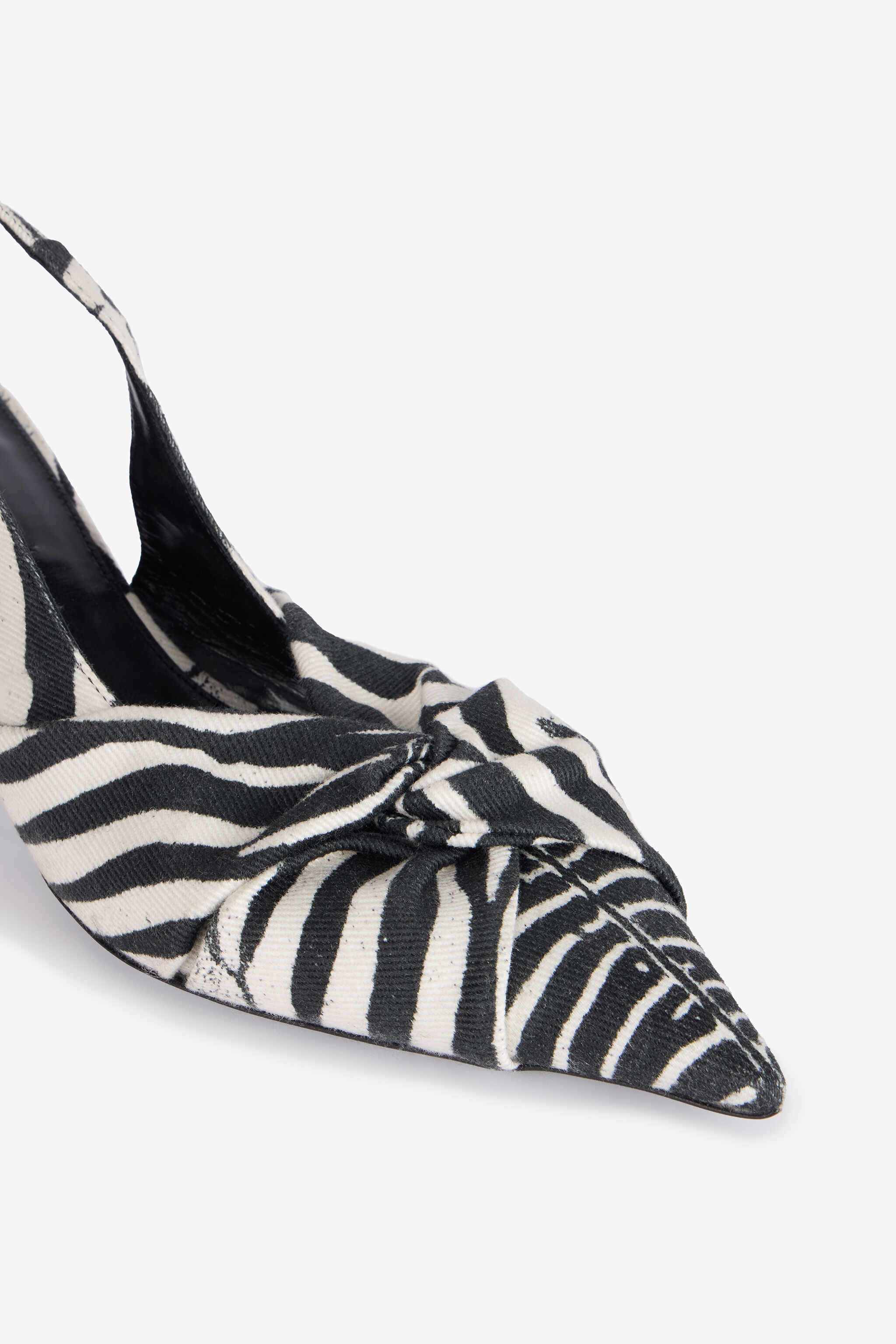 Zebra Print Slingbacks With Knotted Detail - 4